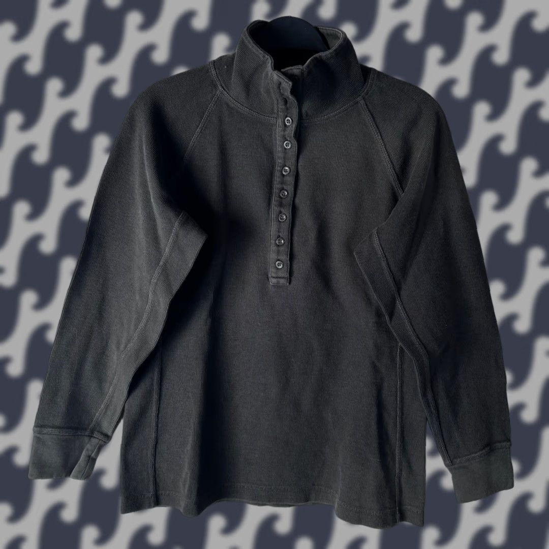 Duluth Trading Company Duluth Trading Co Mens Ribbed Cotton Henley Mock Neck Pullover Olive Green M Shirt Size US M / EU 48-50 / 2 - 1 Thumbnail