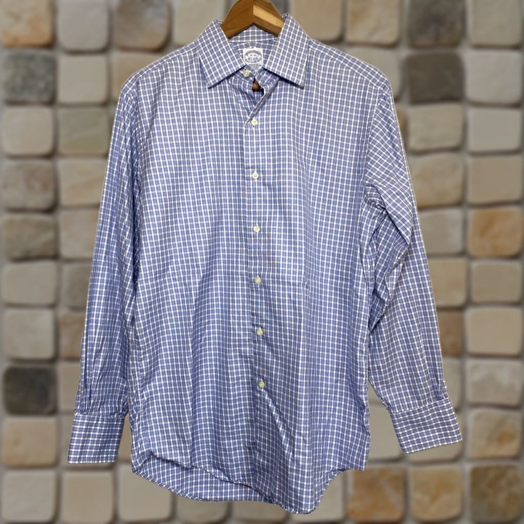 Brooks Brothers VINTAGE Brooks Brothers Makers Button-Up Shirt Check Blue Cotton 15 Regular USA 90s Mens Shirt Size US M / EU 48-50 / 2 - 1 Thumbnail