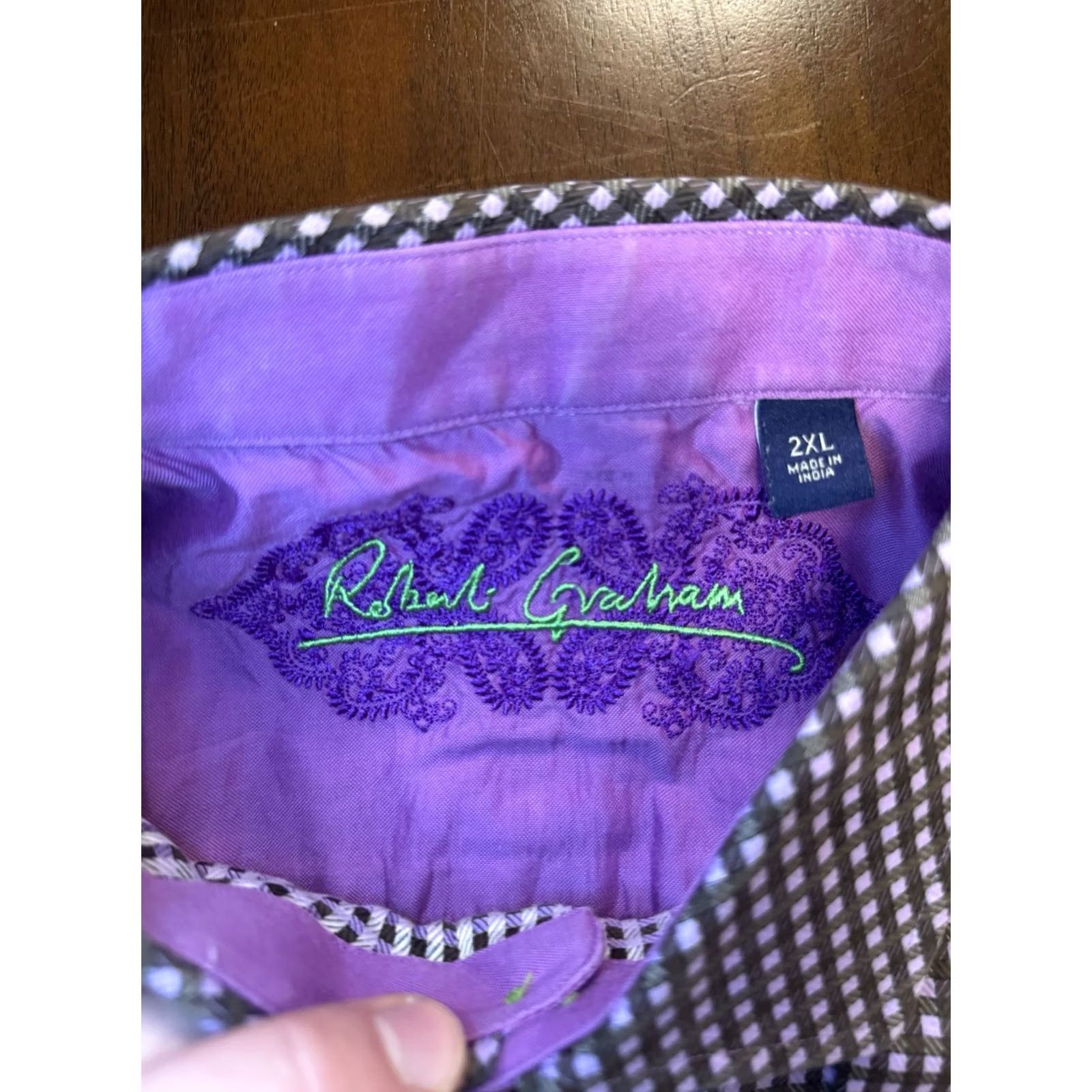 Robert Graham Robert Graham Purple Plaid Button-Down Shirt 2XL Men Long Sleeve Button-Up Casual Formal Business Party/Cocktail Wedding Vintage No Size US XXL / EU 58 / 5 - 5 Thumbnail