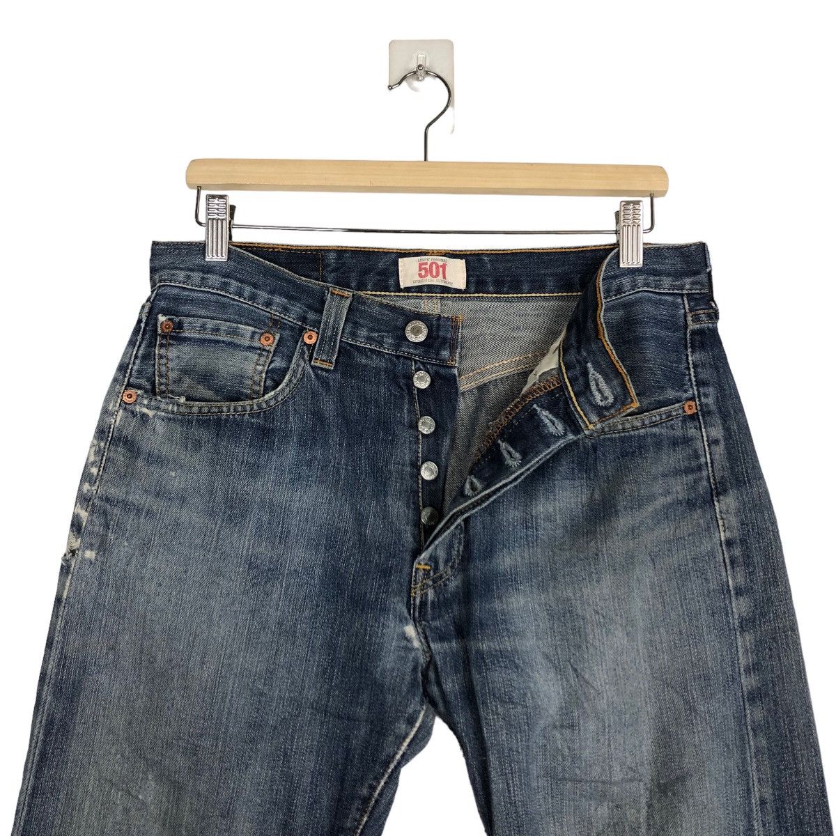 Levi's 🔥90’s VINTAGE LEVI’S ORIGINAL 501 STRAIGHT CUT DISTRESSED Size US 30 / EU 46 - 12 Thumbnail