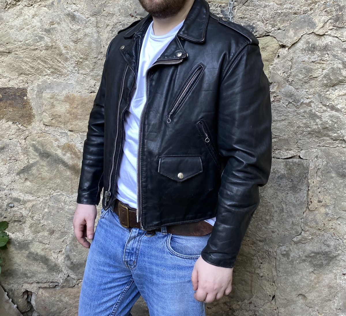 60's Style Leather Jacket Vintage 60s Perfecto Leather Biker - Main Image