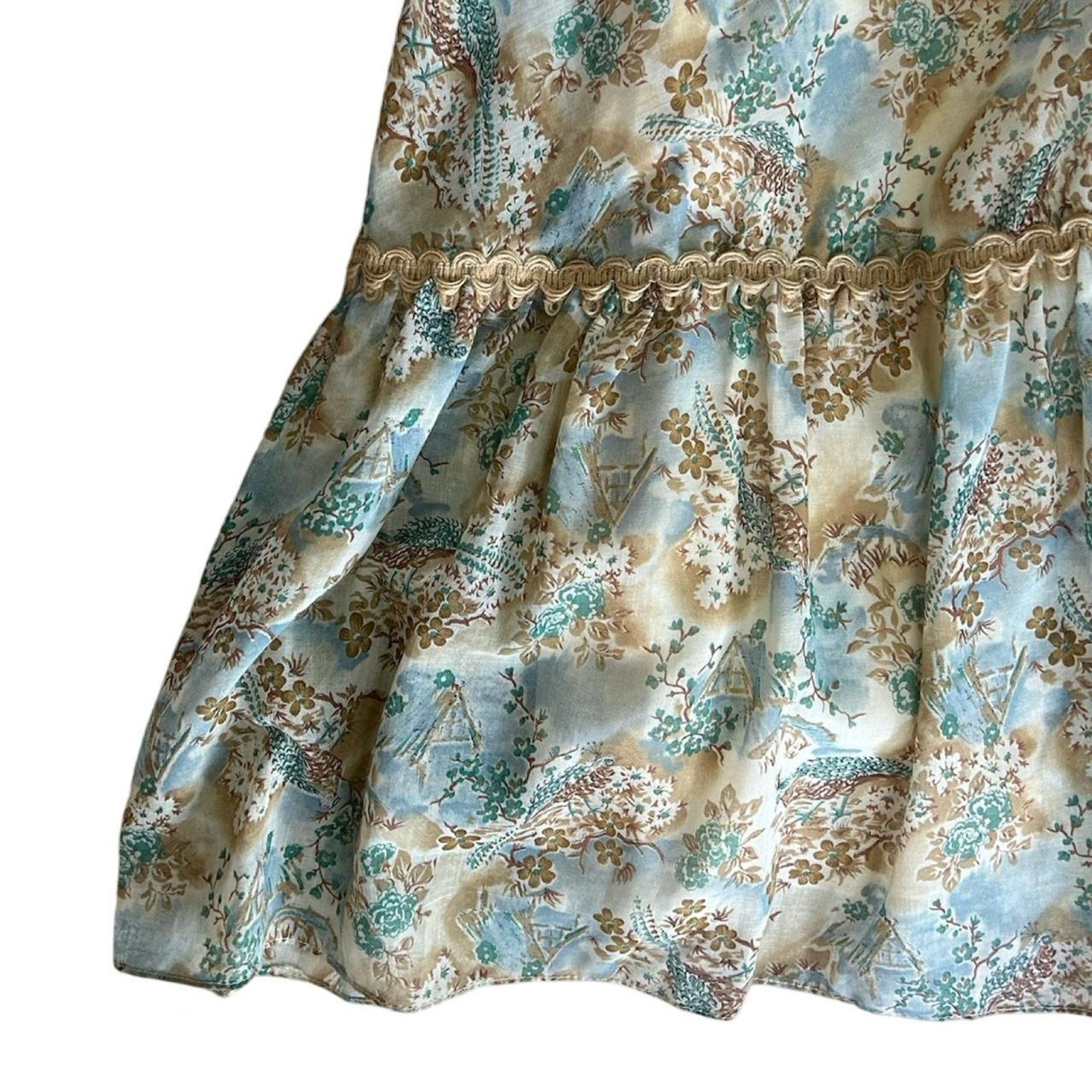 Vintage 70s vintage prairie dress victorian cream green blue lace Size M / US 6-8 / IT 42-44 - 6 Thumbnail