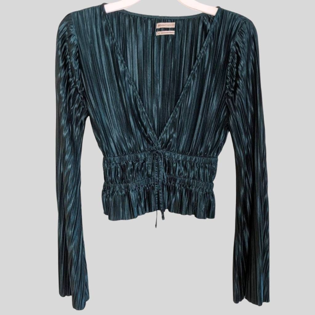 Urban Outfitters Urban Outfitters Cartia Plisse Top S Emerald Green Pleated B Size S / US 4 / IT 40 - 1 Thumbnail