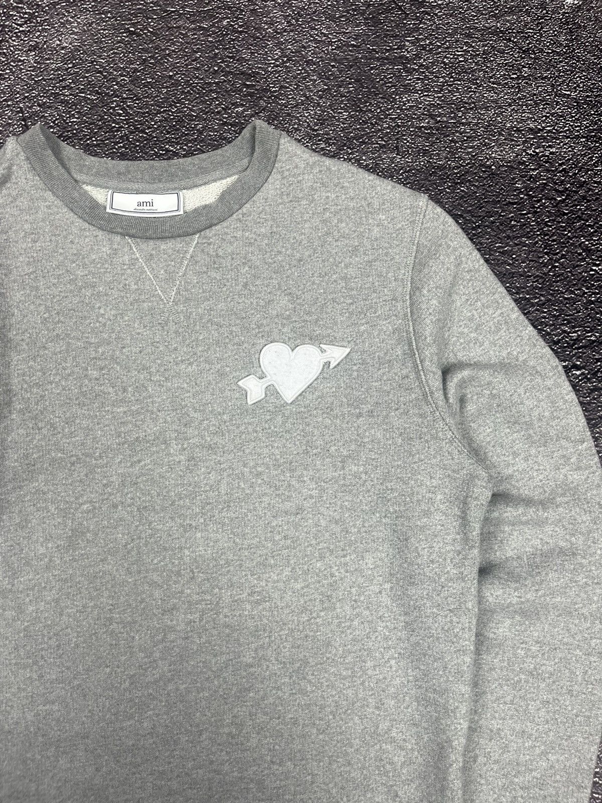 AMI Ami Paris White Heart Logo Patch Sweatshirt Grey Size US S / EU 44-46 / 1 - 2 Thumbnail