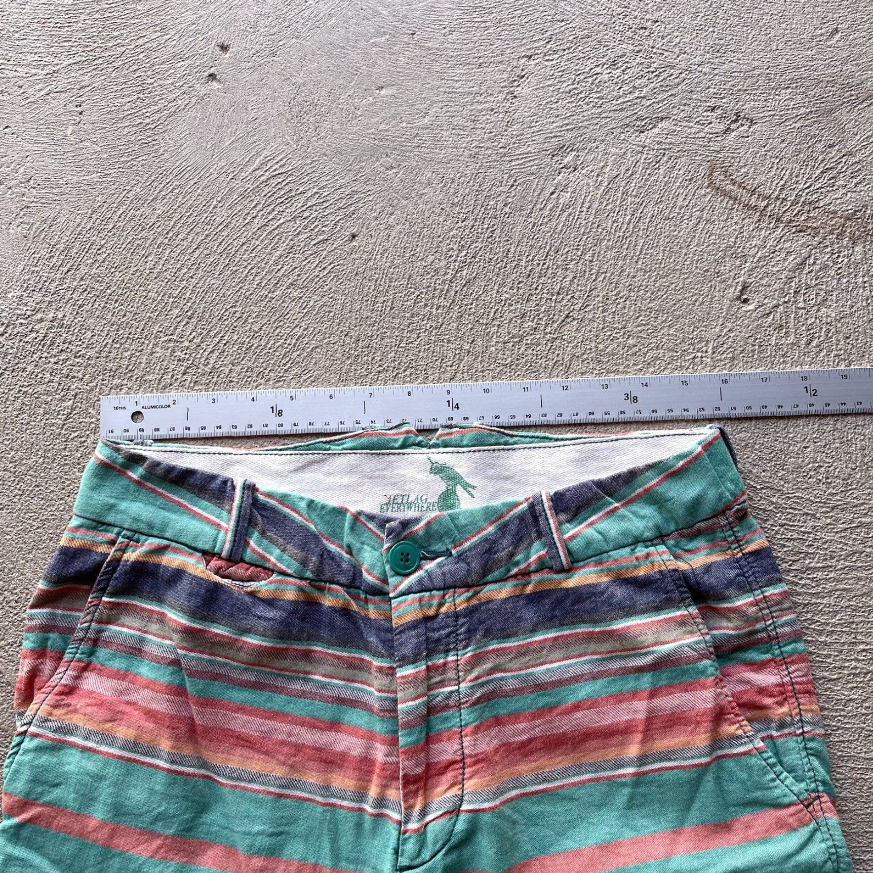 Vintage JET LAG Men's 31 Green Chino Shorts Striped Casual Travel Workwear Preppy Size US 31 - 7 Thumbnail