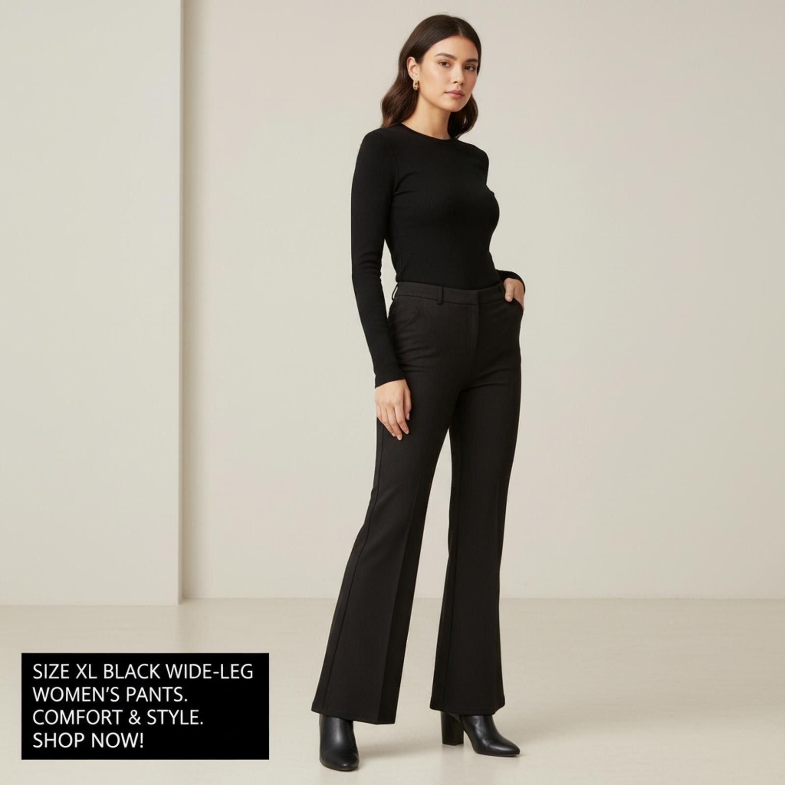 Other Women's Black Wide-Leg Pants Size XL Size XL / US 12-14 / IT 48-50 - 1 Thumbnail