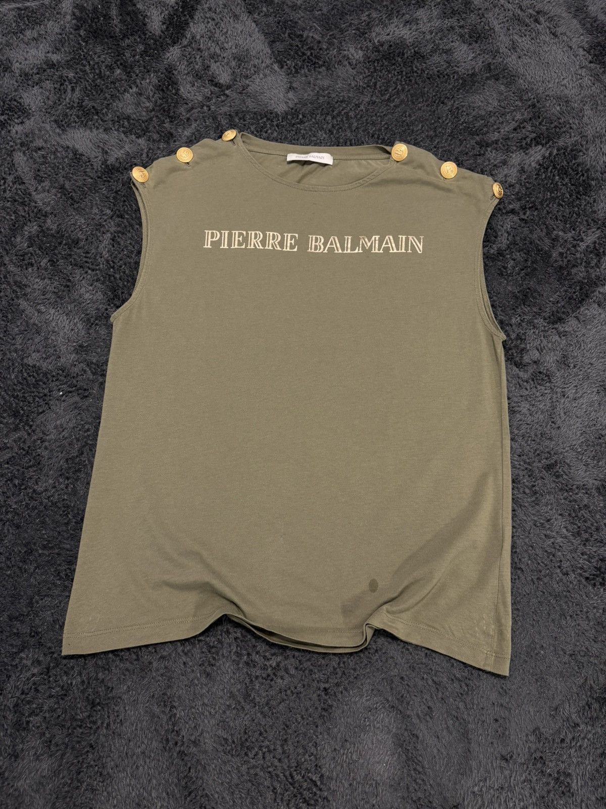 Vintage Pierre Balmain Napoleon Gold Buttons Tank Top