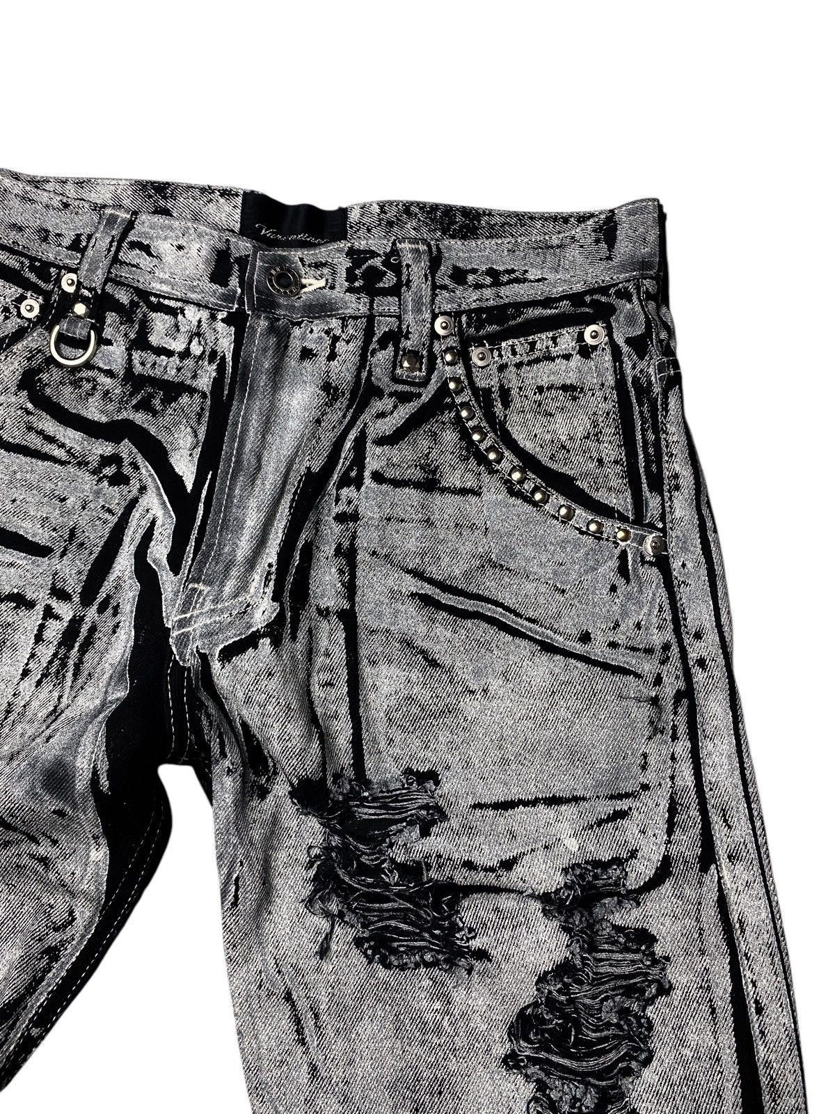 If Six Was Nine 2000's Varentine Seawash Studded Buckle Waxed Jeans Size US 28 / EU 44 - 4 Thumbnail