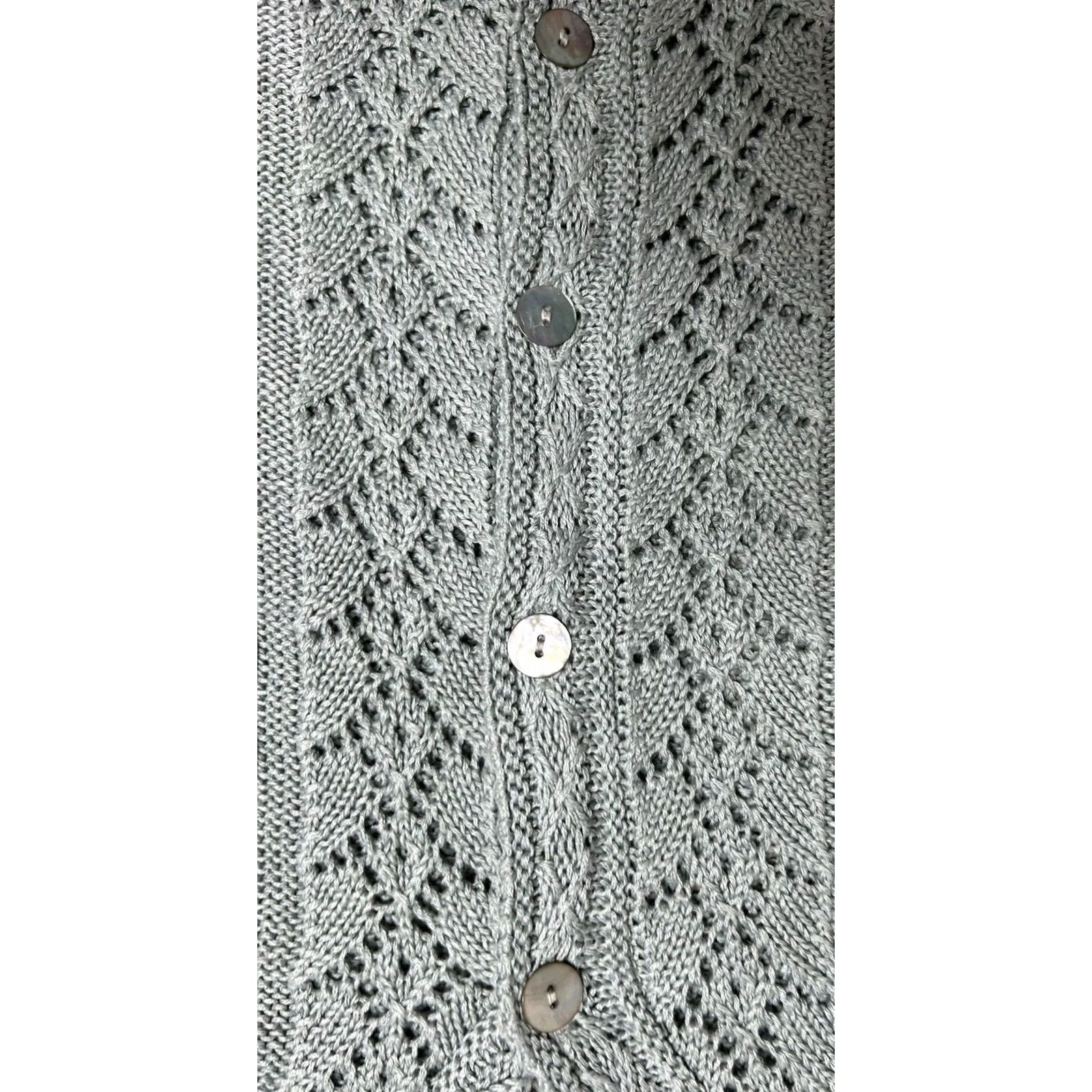 Vintage VINTAGE L.L.Bean Women's Crocheted Vest Blue Knit Bohemian Sz Large 90's Y2K Sleeveless V-Neck Regular Knit Style Size L / US 10 / IT 46 - 6 Thumbnail