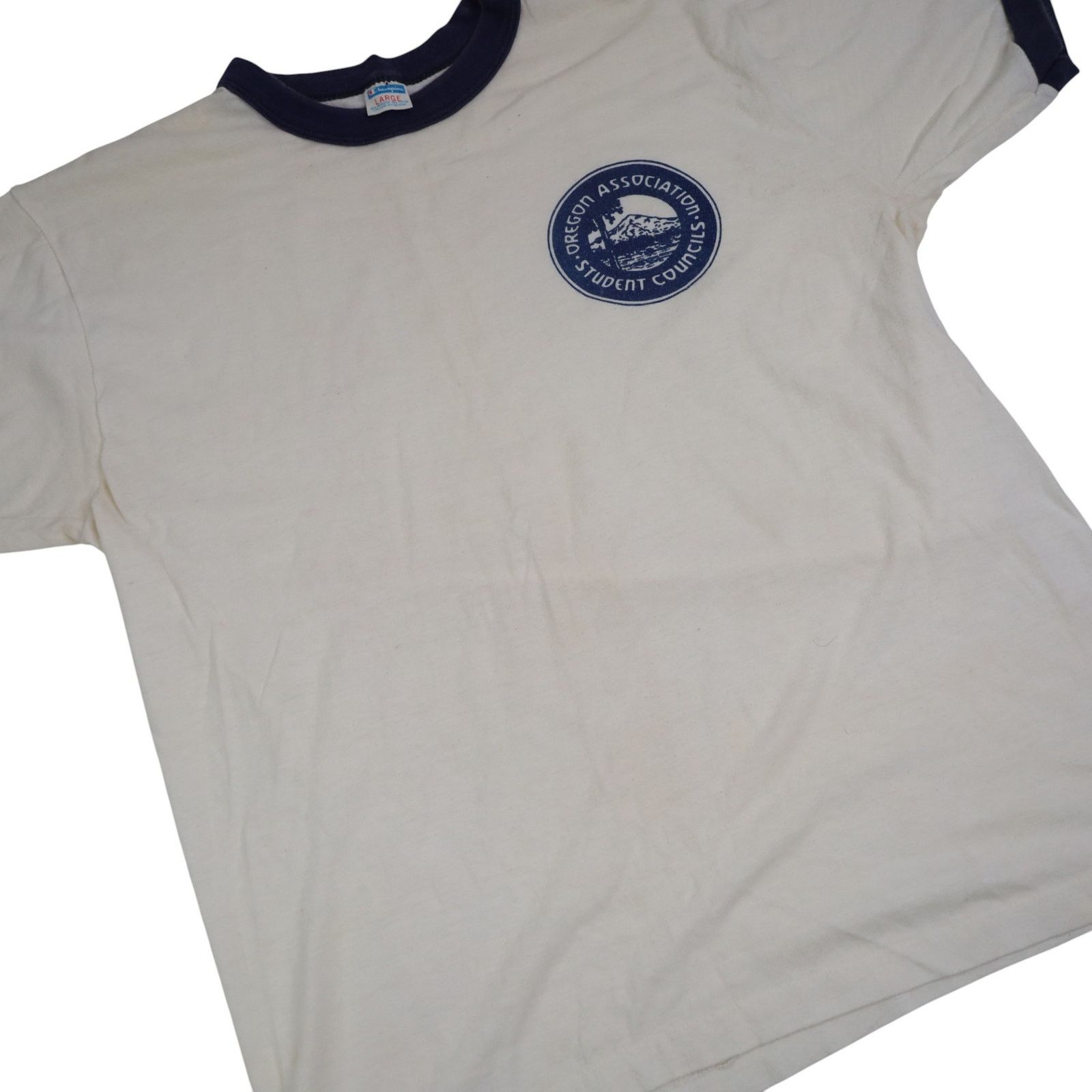 Champion × Vintage VTG Champion Oregon Association Student Councils Ringer T Size US L / EU 52-54 / 3 - 3 Thumbnail