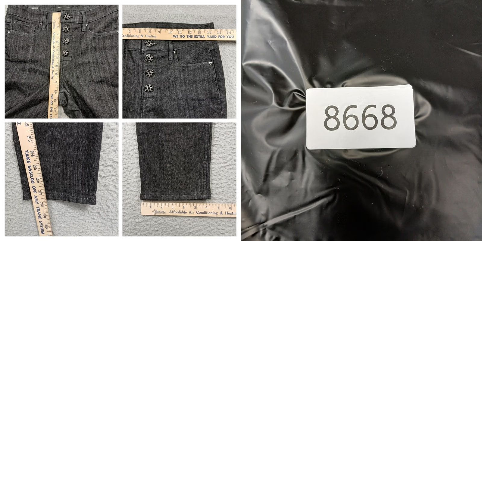 White House Black Market VINTAGE WHBM Jeweled Button High-Rise Slim Ankle Jeans Women 4 Black Pinstripe Pre-Owned Size 27" / US 4 / IT 40 - 8 Thumbnail