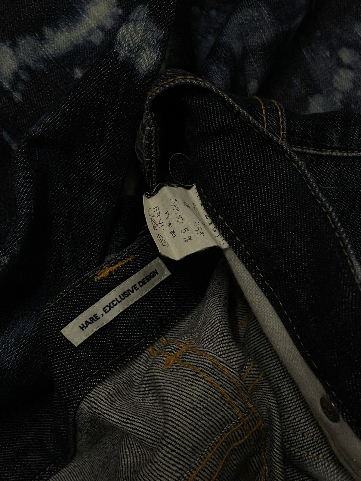 Tornado Mart HARE JAPAN 90S DESIGNER RARE BLEACH DARK INDIGO RUGGED JEAN Size US 32 / EU 48 - 11 Thumbnail