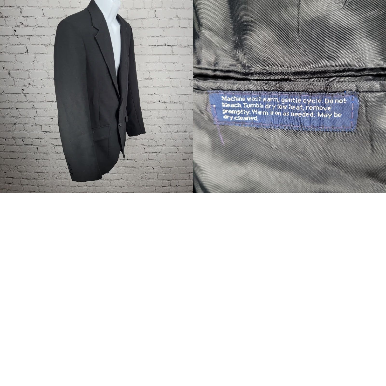 Vintage VINTAGE Towncraft Black Blazer Sport Coat USA 40 2 Button Single Vented Notch Washable Size 40R - 10 Thumbnail