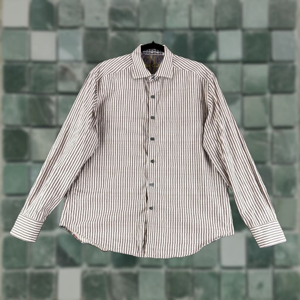 Robert Graham Robert Graham Button-Up Shirt Mens Large Gray Stripe Long Sleeve Classic Fit Size US L / EU 52-54 / 3 - 1 Thumbnail