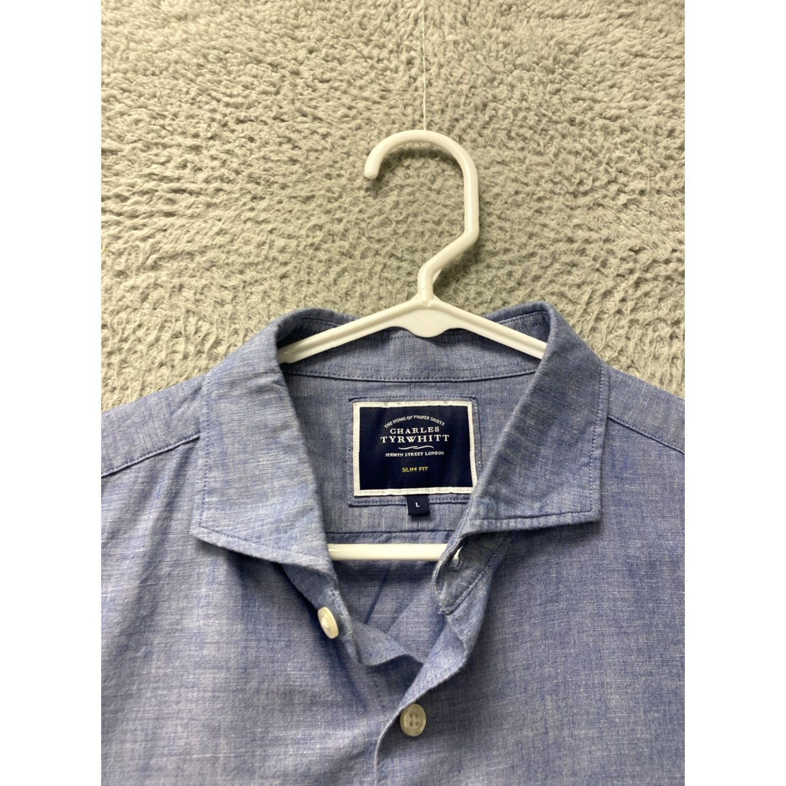 Charles Tyrwhitt Charles Tyrwhitt Casual Shirt Mens Size L Blue Slim Fit Long Sleeve Button-Up Woven Classic Size US L / EU 52-54 / 3 - 3 Thumbnail