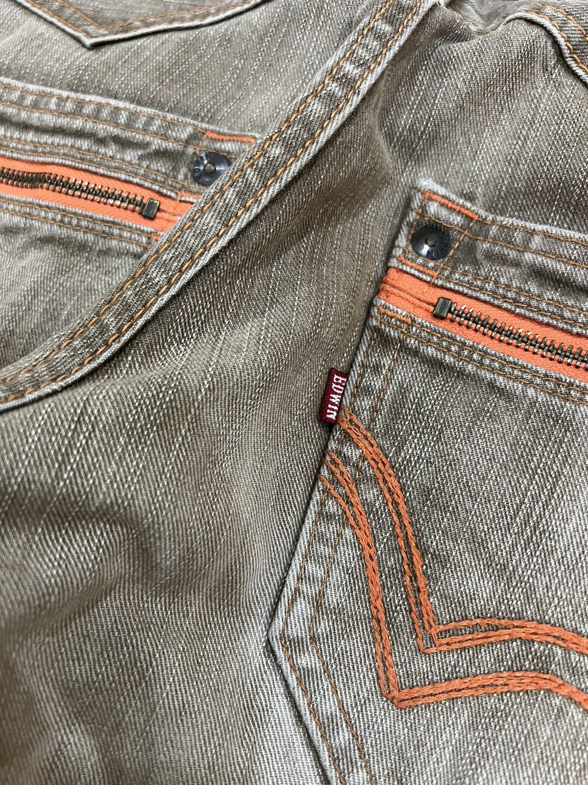 Edwin 💥Flare💥Vintage Edwin Exclusive Design Brown Faded Denim Jean Size US 32 / EU 48 - 20 Thumbnail