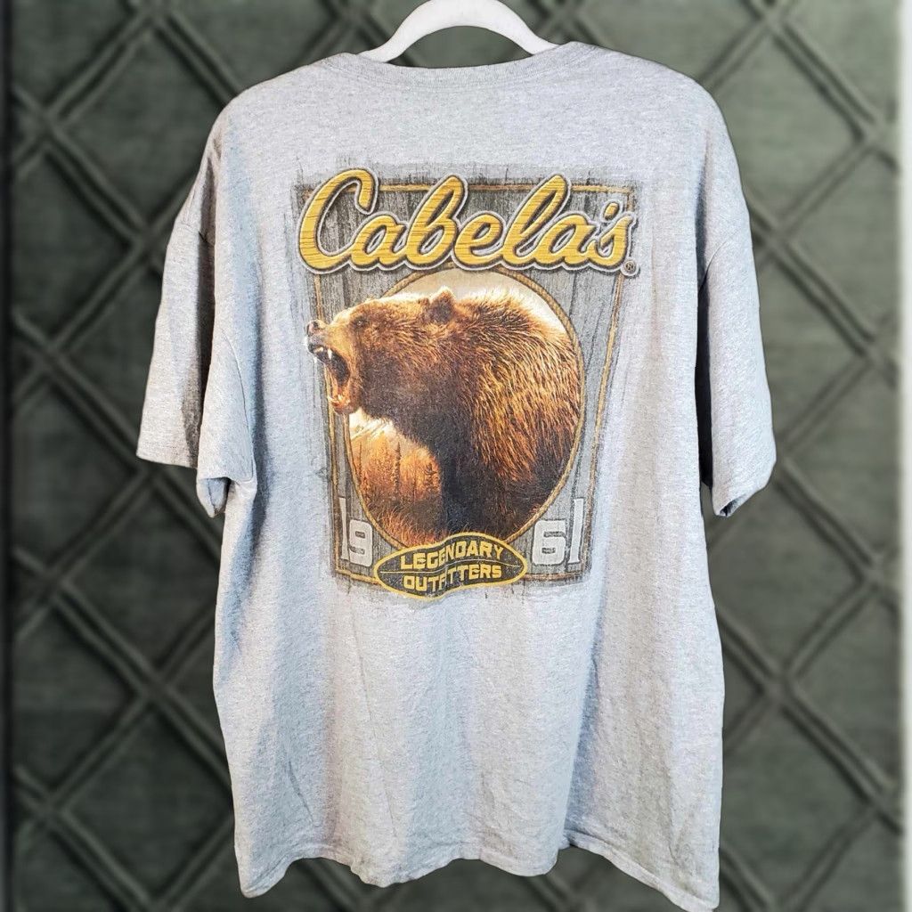 Vintage Cabela's T-Shirt Mens XL Gray Bear Outdoors Nature Logo Short Sleeve Crew Neck Large & Tall Big & Tall Classic Outdoor Modern Size US XL / EU 56 / 4 - 1 Thumbnail