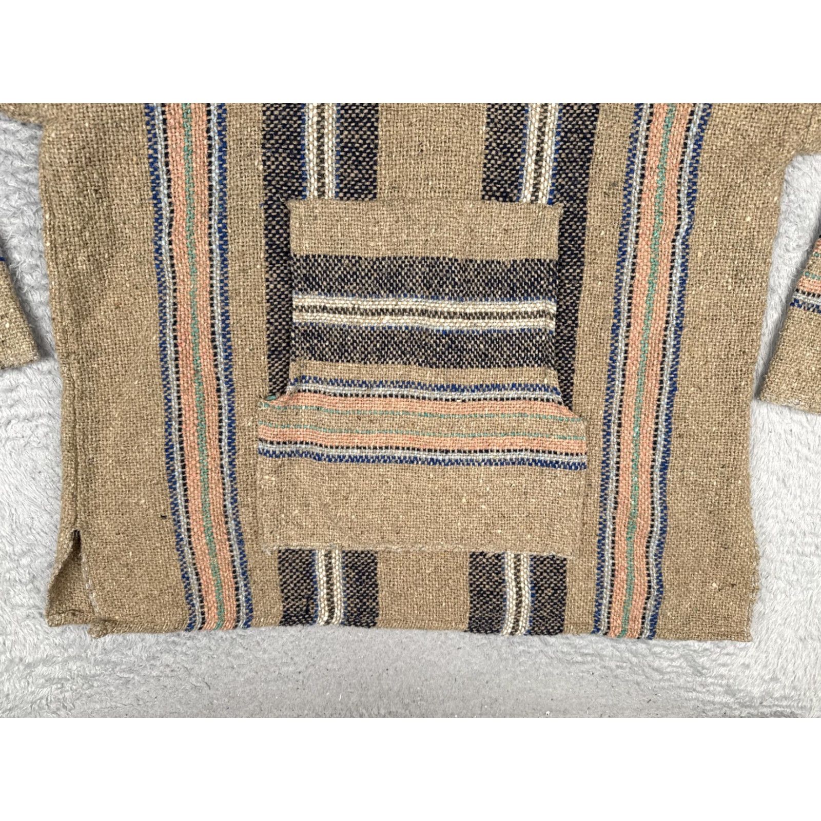 KangaROOS Baja Hoodie Mens Large Beige Striped Kangaroo Pocket Hippie Poncho Drug Rug Hoodie Size US L / EU 52-54 / 3 - 5 Thumbnail