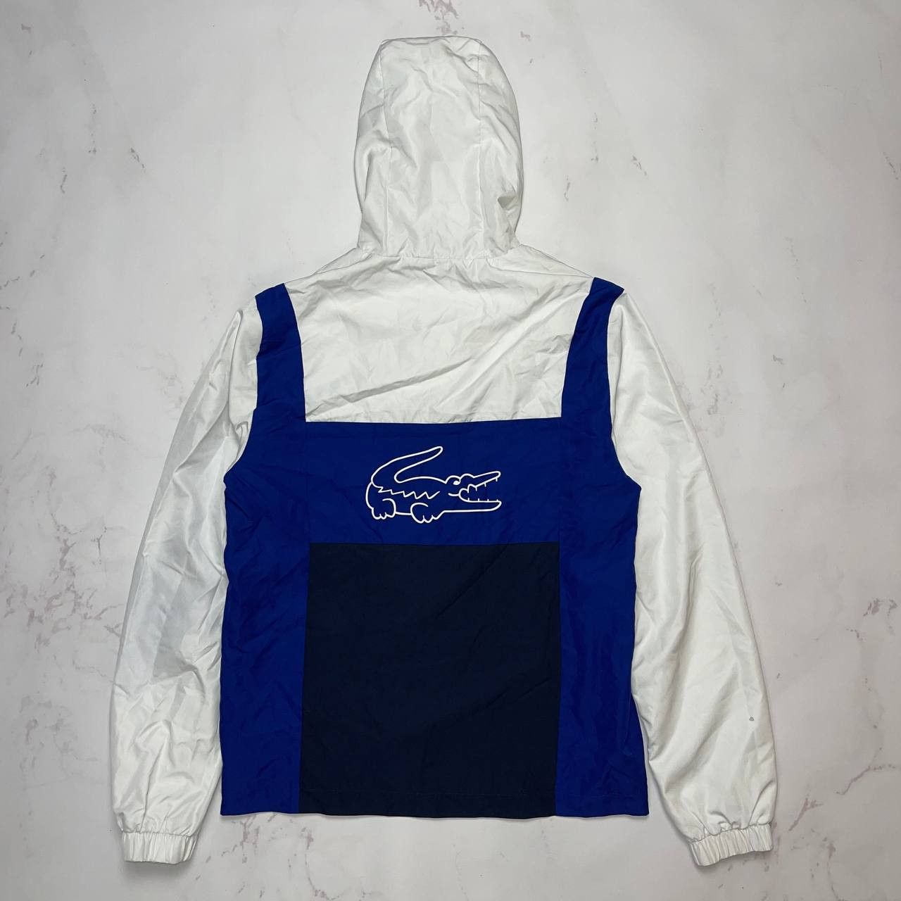 Lacoste Sport Jacket Big Logo Geometric Blue/White Size M