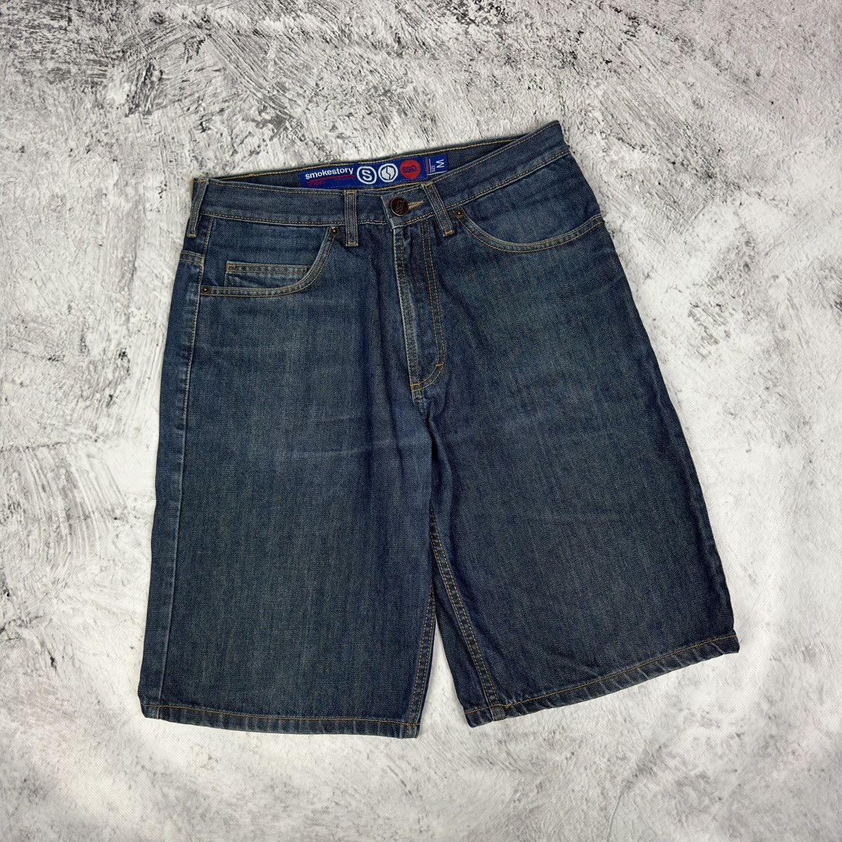Vintage Smoke Story Group Womens Blue Indigo Raw Denim Shorts Medium Size US 30 / EU 46 - 4 Thumbnail