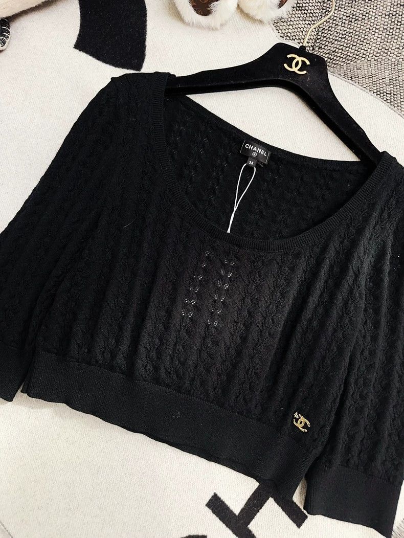 Chanel Chanel 24b black woven large collar knitted long sleeves Size XS / US 0-2 / IT 36-38 - 3 Thumbnail