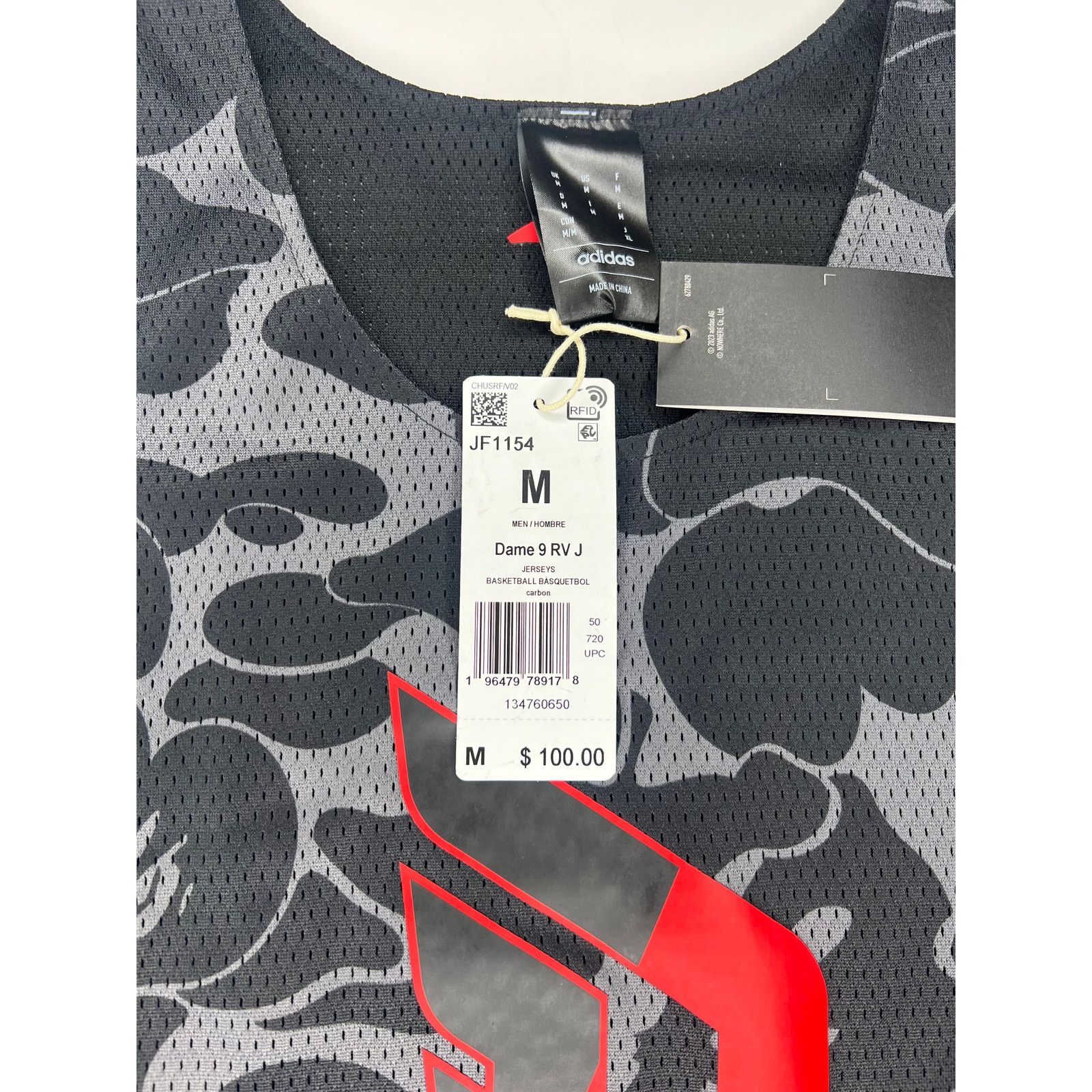 Adidas BAPE x Adidas Dame Reversible Basketball Jersey Black Camo Size US M / EU 48-50 / 2 - 4 Thumbnail