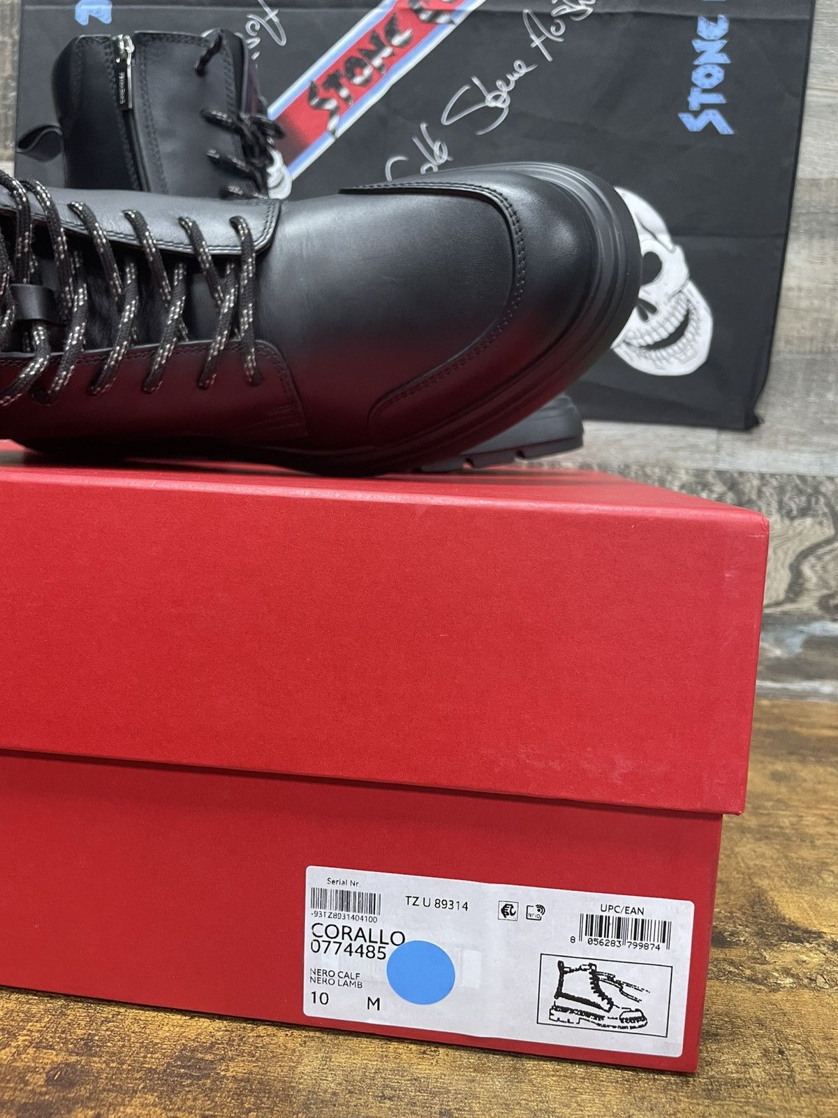 Salvatore Ferragamo Salvatore Ferragamo Men’s Black Maxi-Tongue Combat Boots 10 Size US 10.5 / EU 43-44 - 9 Thumbnail