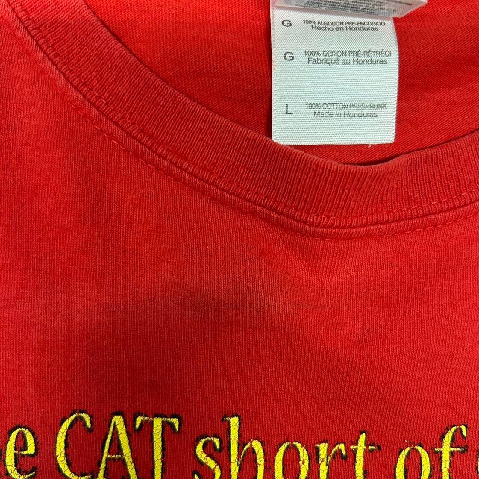 Gildan Y2K Red "One Cat Short Of Crazy" graphic tee Size L / US 10 / IT 46 - 3 Thumbnail