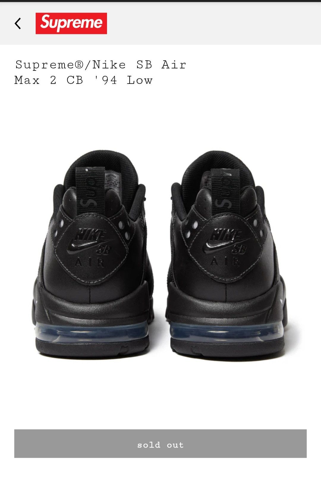 Nike × Supreme Supreme®/Nike SB Air Max 2 CB '94 Low Size US 9.5 / EU 42-43 - 10 Thumbnail