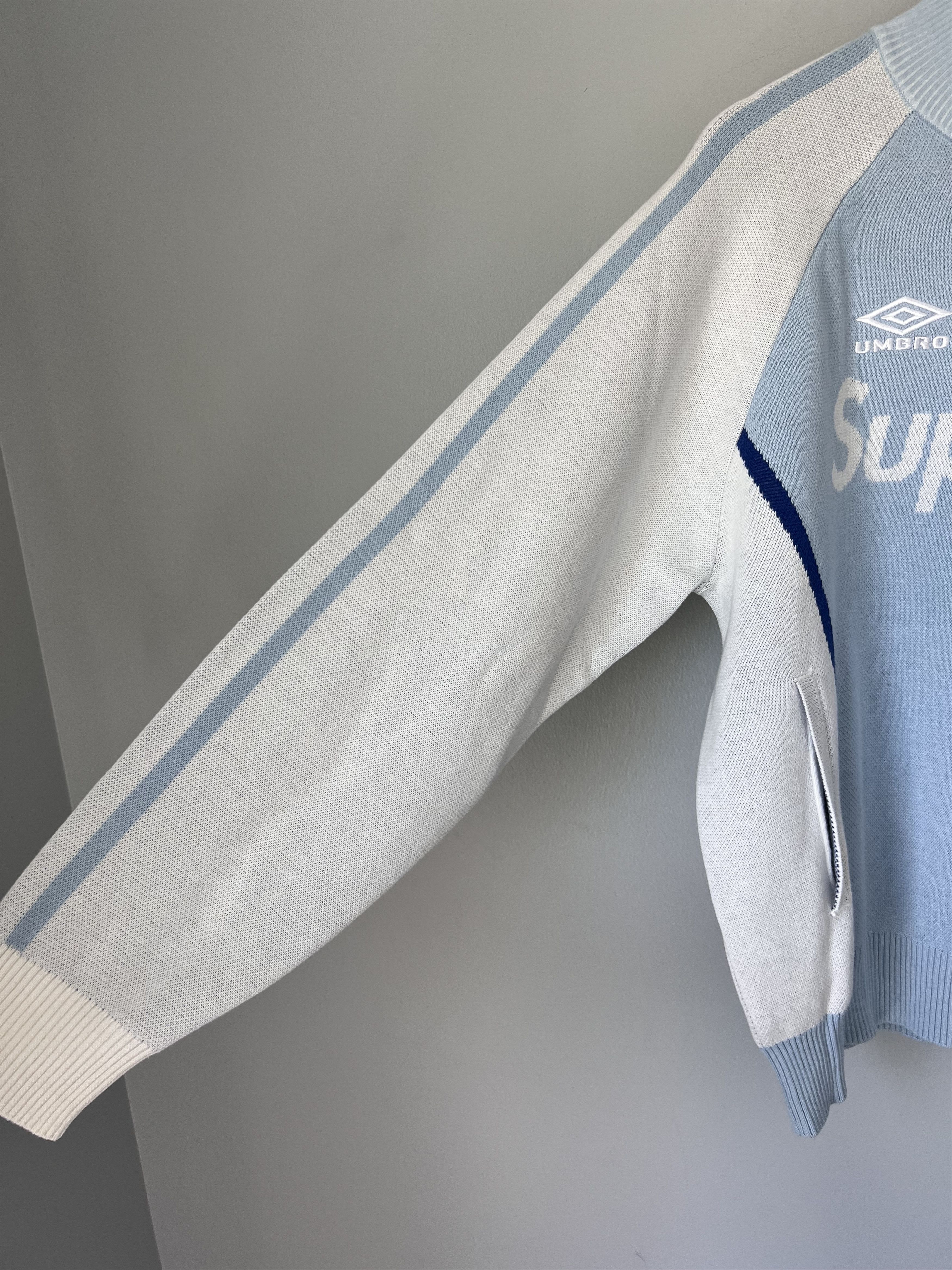 Supreme Umbro Zip Up Sweater in Light Blue