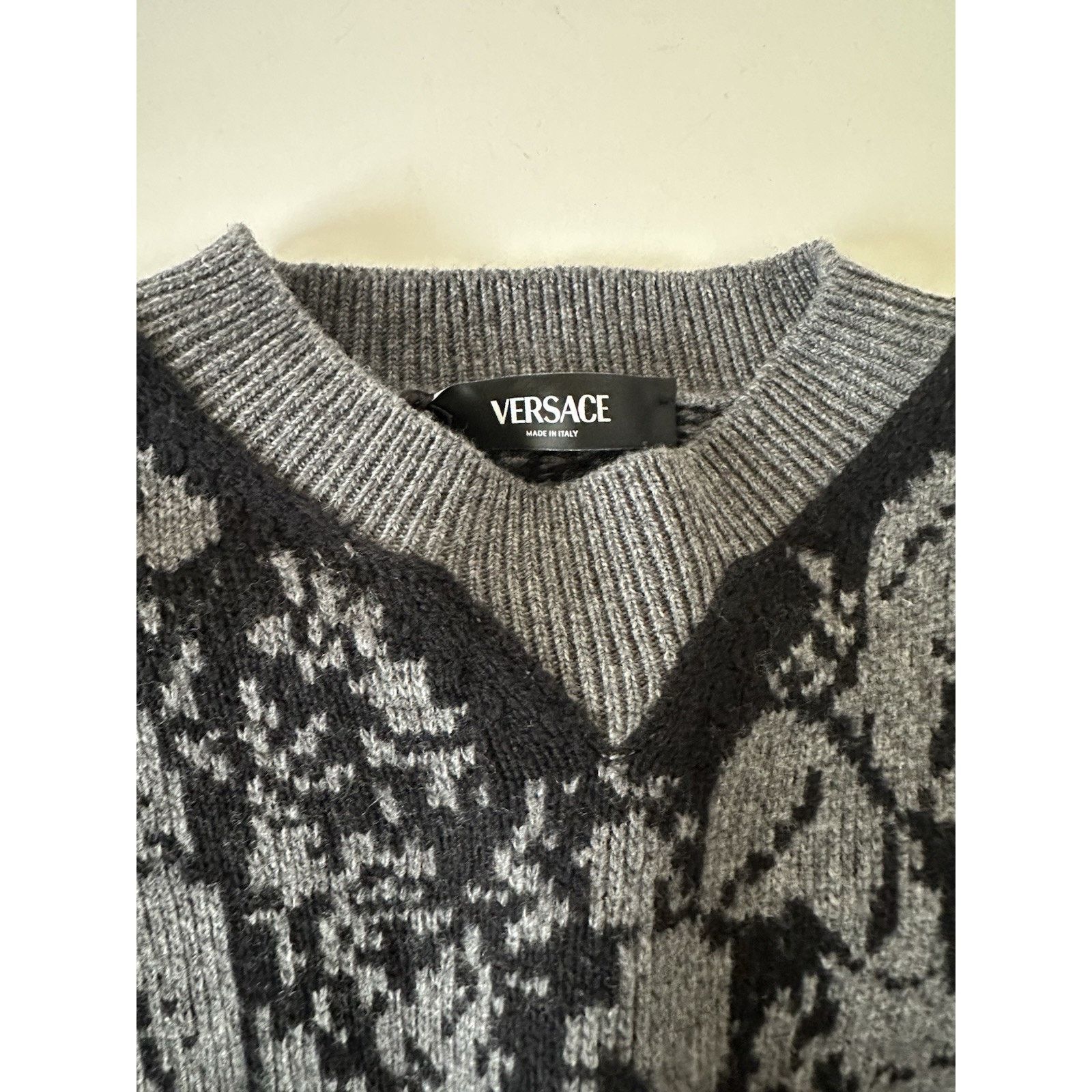Versace Versace Barocco Wool Knit Sweater Black 42 US 1013400 Size US L / EU 52-54 / 3 - 8 Thumbnail