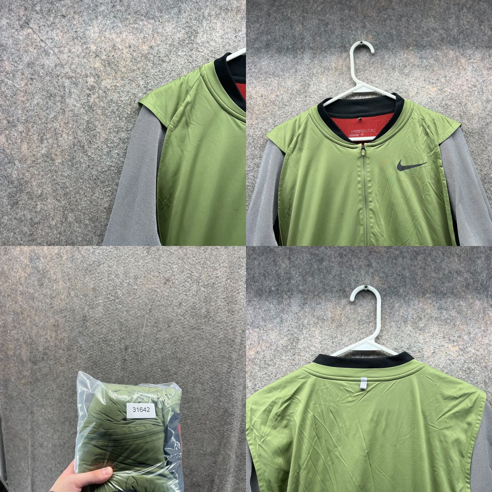 Nike VINTAGE Nike Golf Jacket Mens L Green Full Zip Windbreaker Black Sleeves Bomber Size US L / EU 52-54 / 3 - 8 Thumbnail