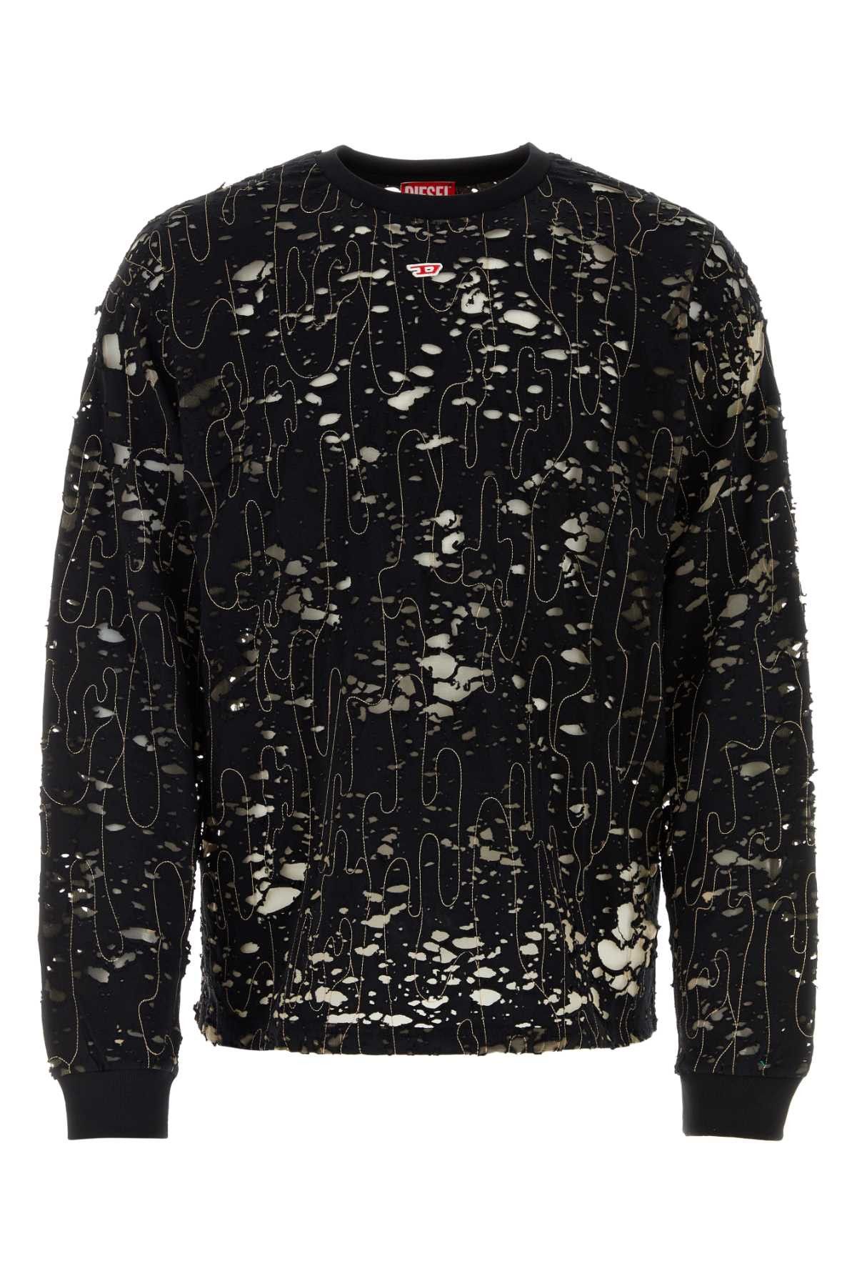 image of Diesel Black Cotton Blend T-Boxt-Ls-Devor T-Shirt, Men's (Size XL)