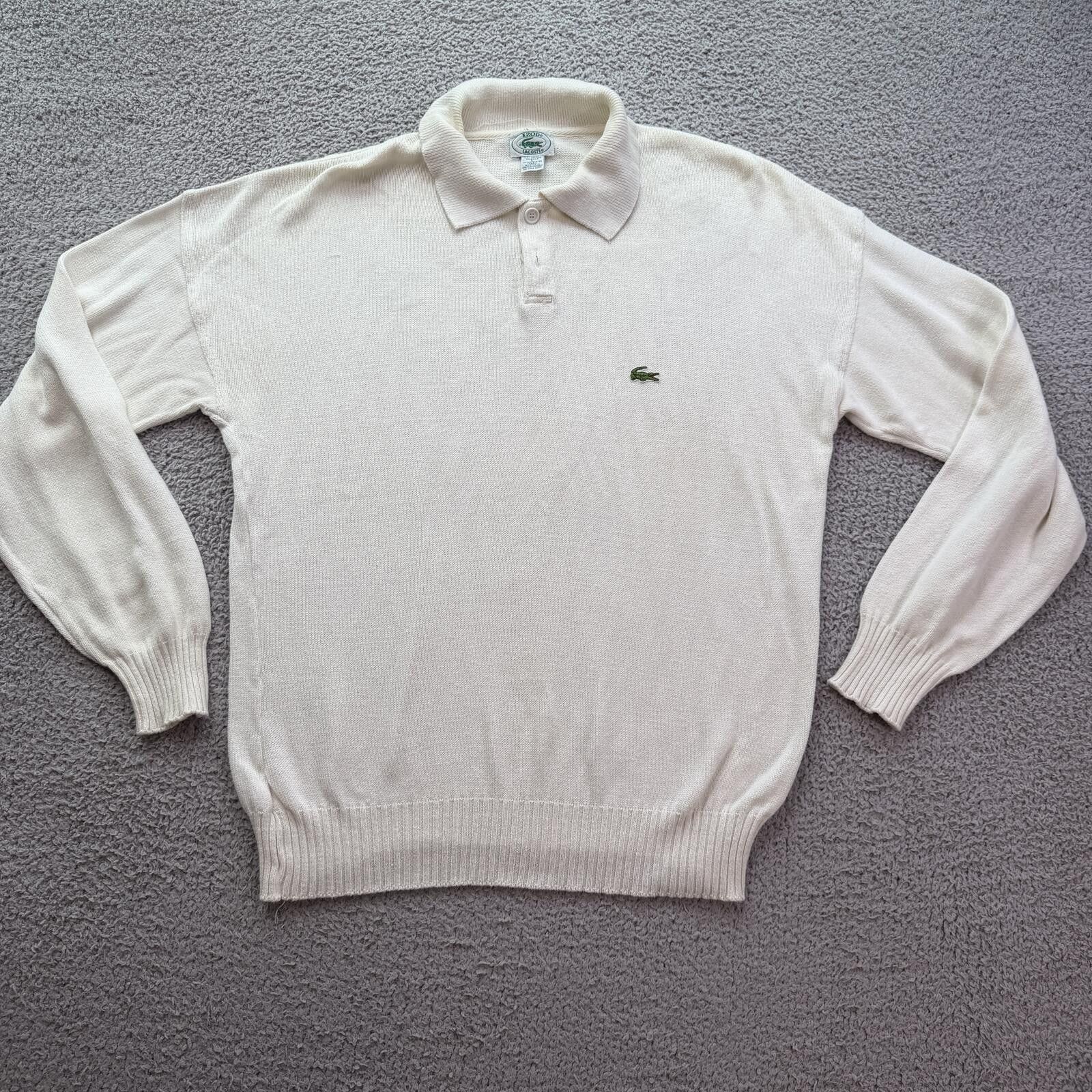 Other Vintage 90s Izod Lacoste Knit Polo Sweater Cream Long Sleeve Size US L / EU 52-54 / 3 - 1 Thumbnail