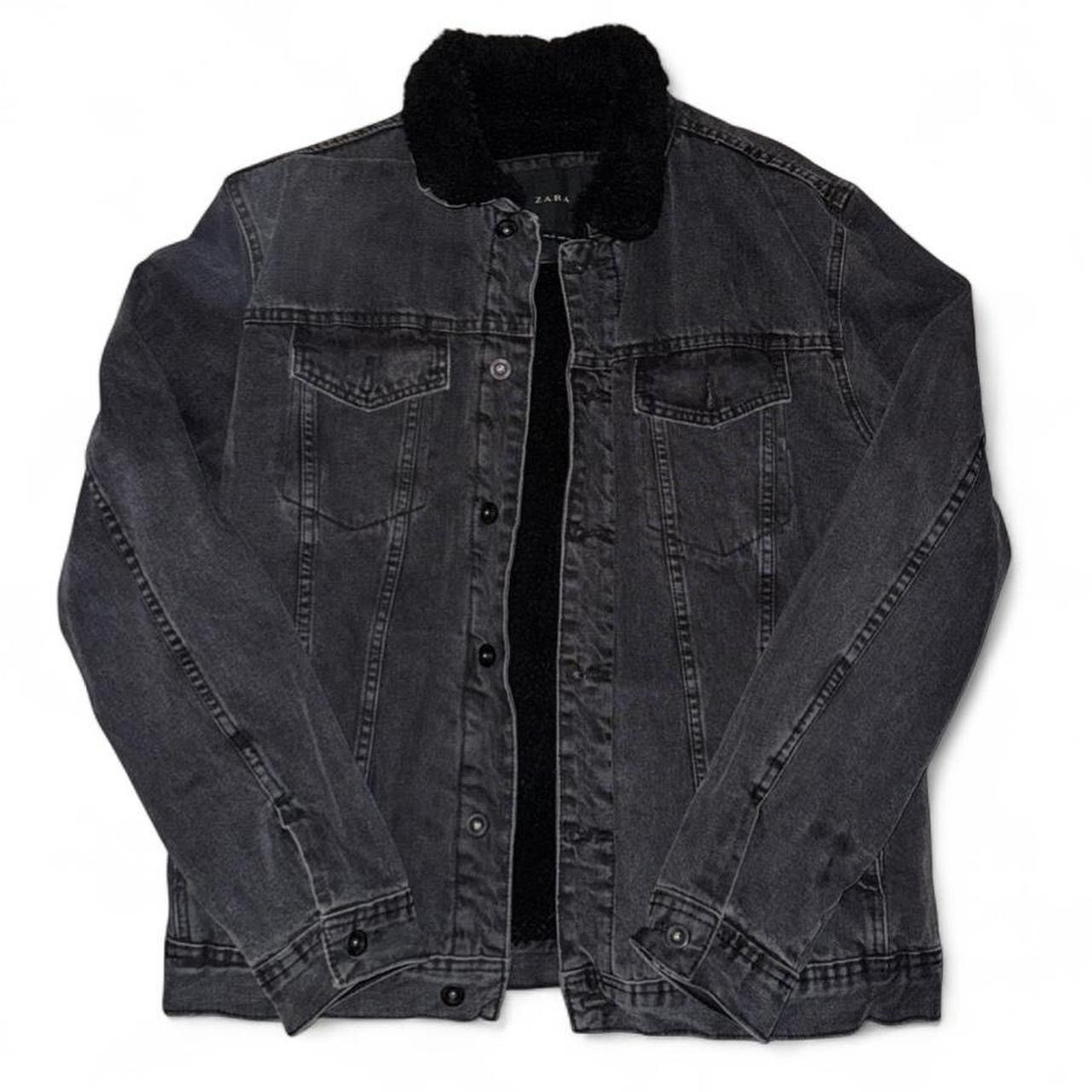 Zara ZARA BLACK DENIM JACKET WITH FUR COLLAR Size US L / EU 52-54 / 3 - 1 Thumbnail
