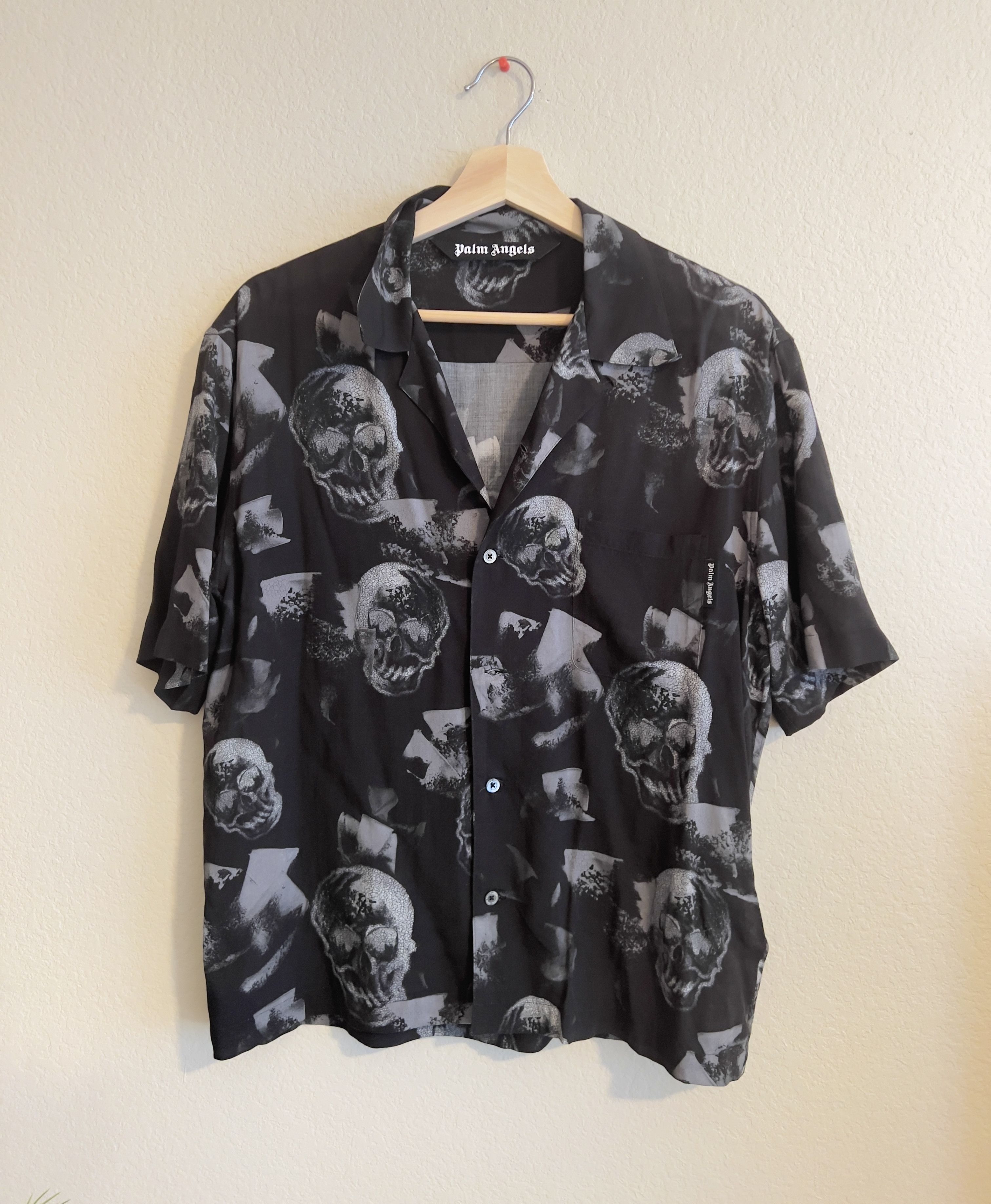image of Palm Angels Skull Shirt in Black, Men's (Size Small)