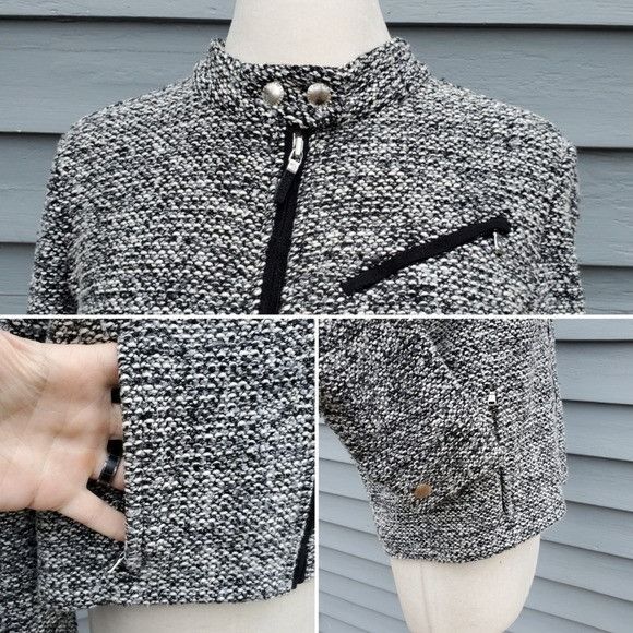 Ralph Lauren Ralph Lauren Black White Boucle Tweed Light Racer Style Moto Size L / US 10 / IT 46 - 3 Thumbnail