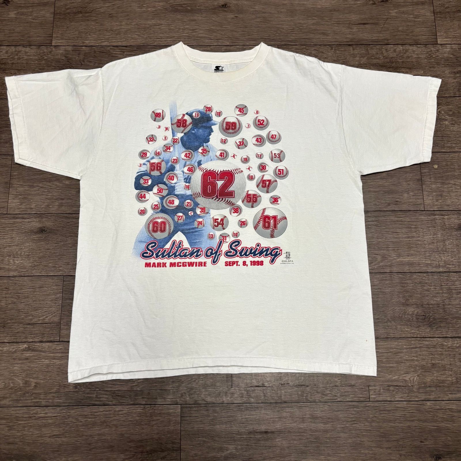 MLB × Starter × Vintage Vintage Mark Mcgwire White Starter Tee 1998 Size US XL / EU 56 / 4 - 1 Thumbnail