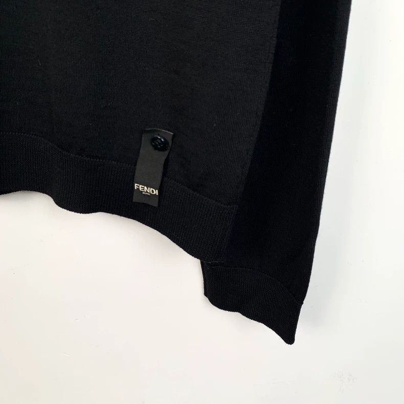 Fendi FENDI Black wool long-sleeve knitted sweater with logo let Size US S / EU 44-46 / 1 - 4 Thumbnail