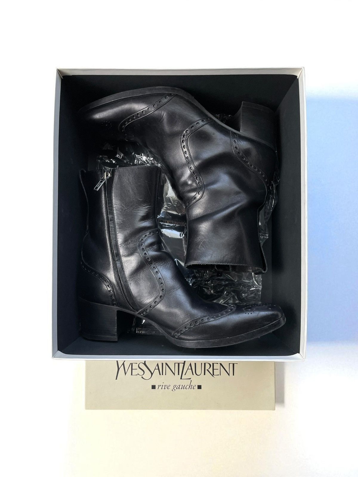 靴 Yves Saint Laurent JONNY65 BOOTS Yves Saint Laurent JONNY65 Zip Boots Black Leather 42 27cm