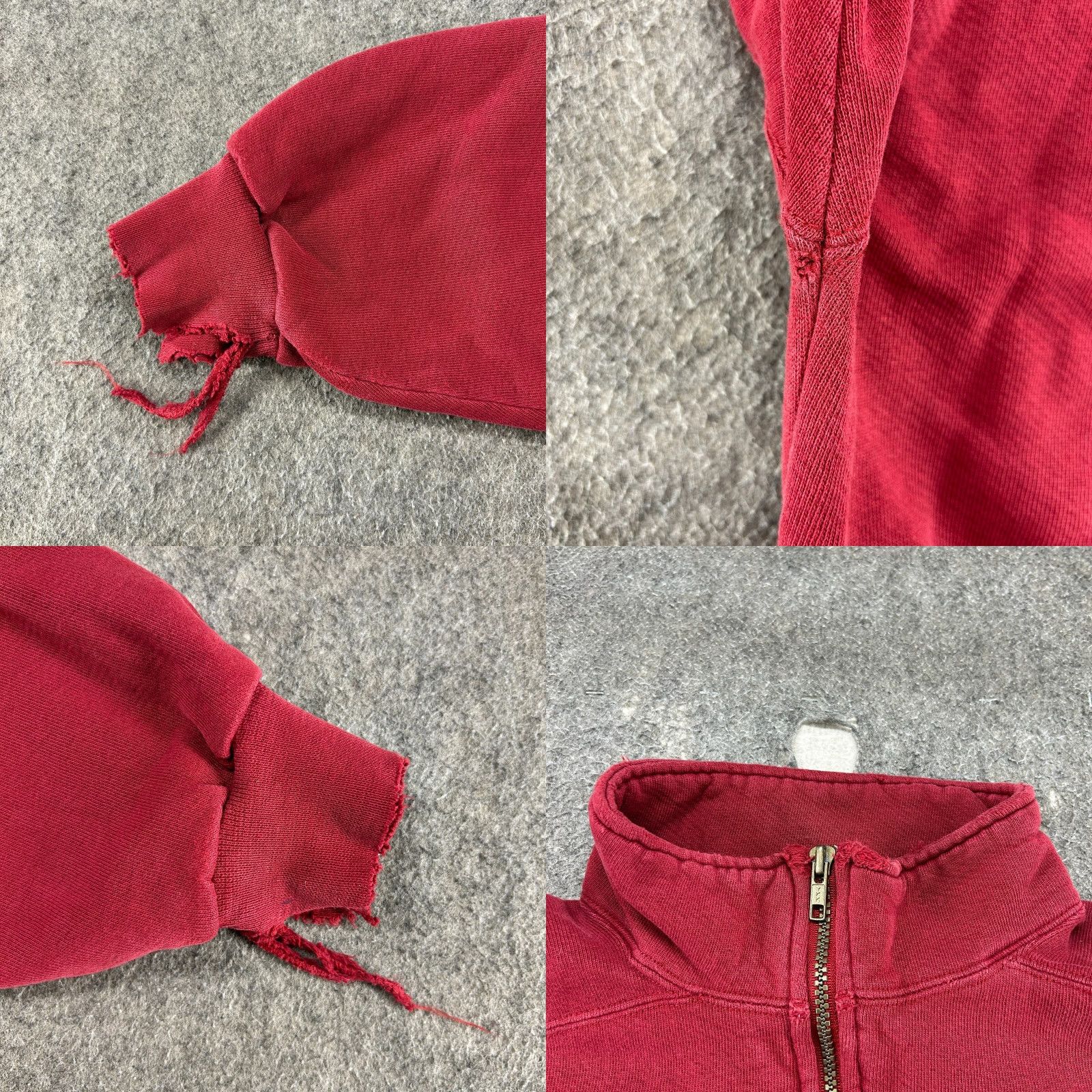 Russell Athletic VINTAGE Russell Sweatshirt Mens L Red 1/4 Zip Pullover Cotton Thrashed 90s Size US L / EU 52-54 / 3 - 8 Thumbnail