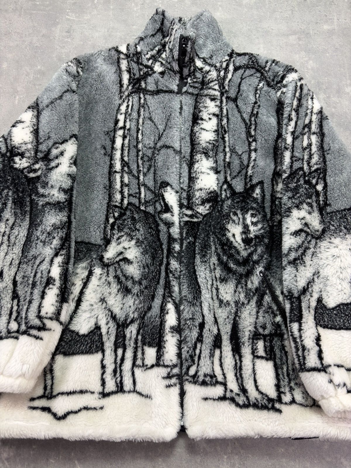Vintage Vintage Animal Printed Wolf Pack Fleece Jacket XXL Size US XXL / EU 58 / 5 - 6 Thumbnail
