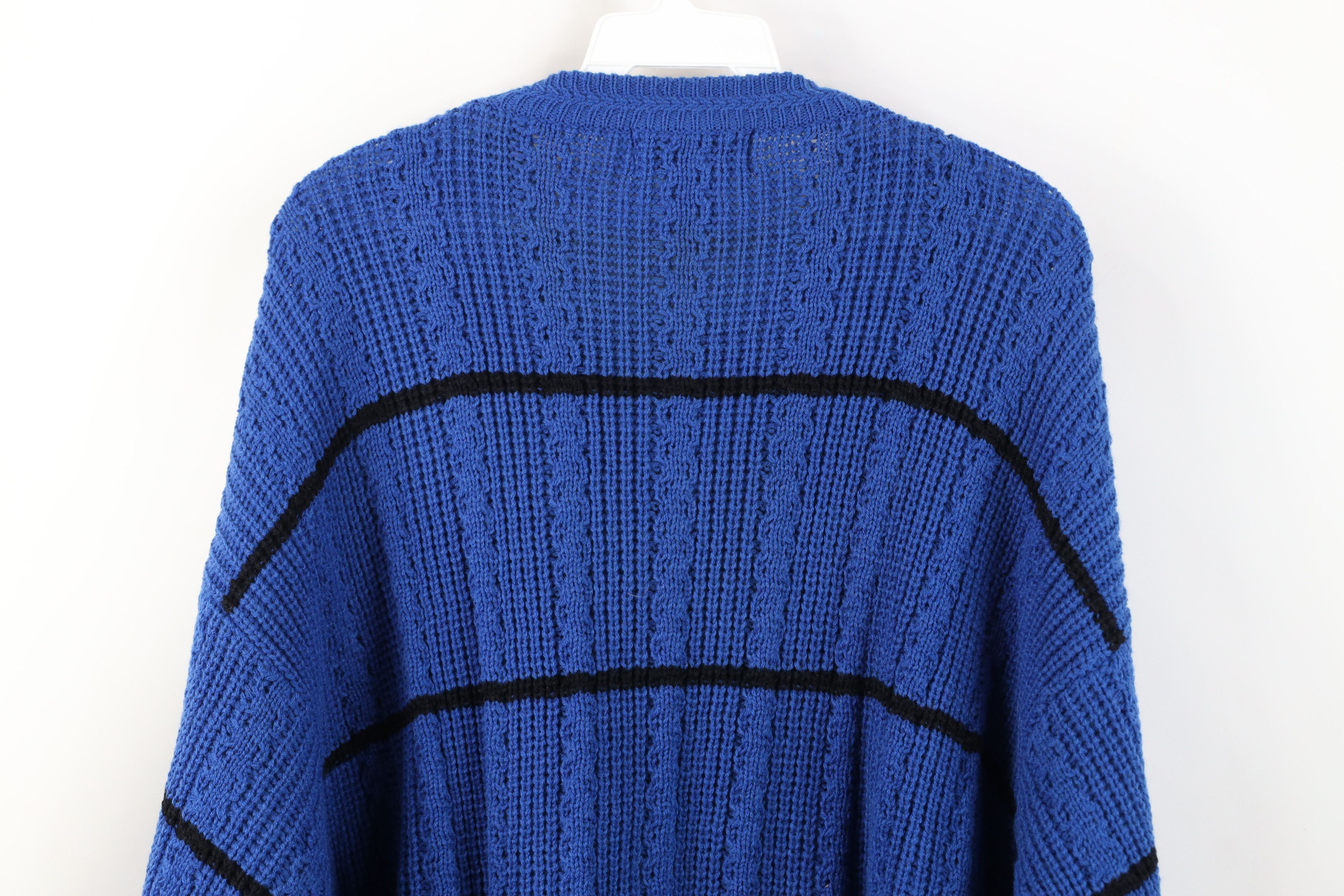 Vintage Vintage 90s Streetwear Ribbed Chunky Cable Knit Sweater Blue Size US L / EU 52-54 / 3 - 9 Thumbnail