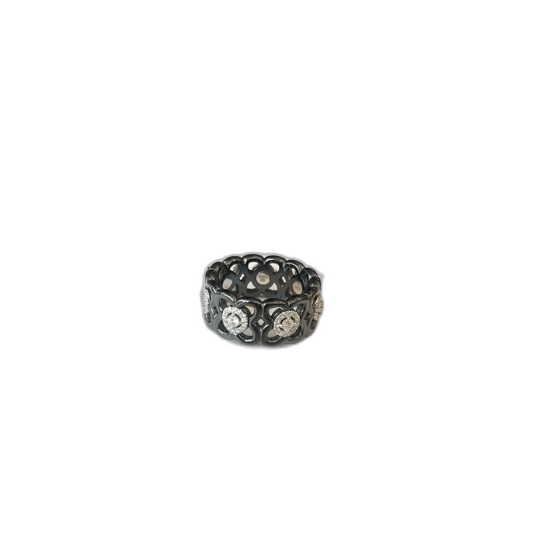 Cartier De Beers Black Ceramic Diamond Ring Size ONE SIZE - 1 Thumbnail