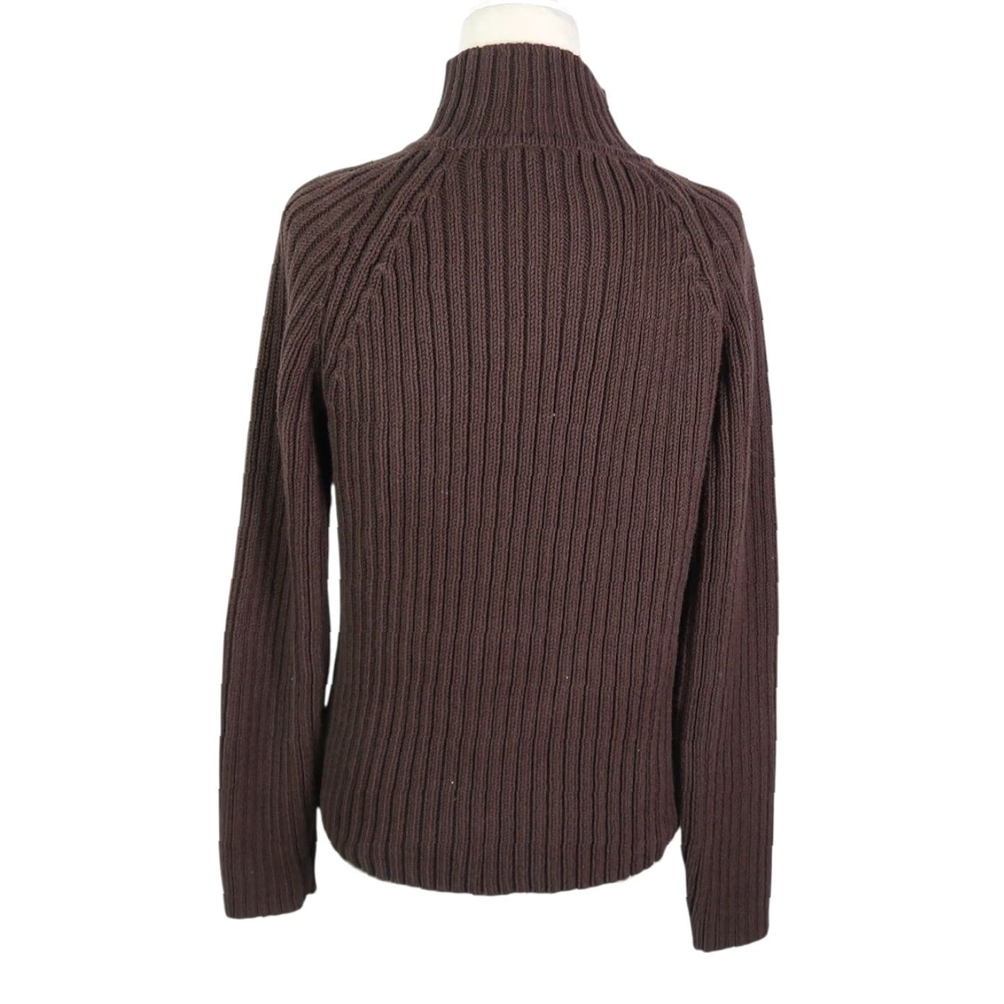 Vintage VINTAGE Caslon Dark Brown Ribbed Knit 1/4 Zip Cotton Sweater L Size L / US 10 / IT 46 - 4 Thumbnail