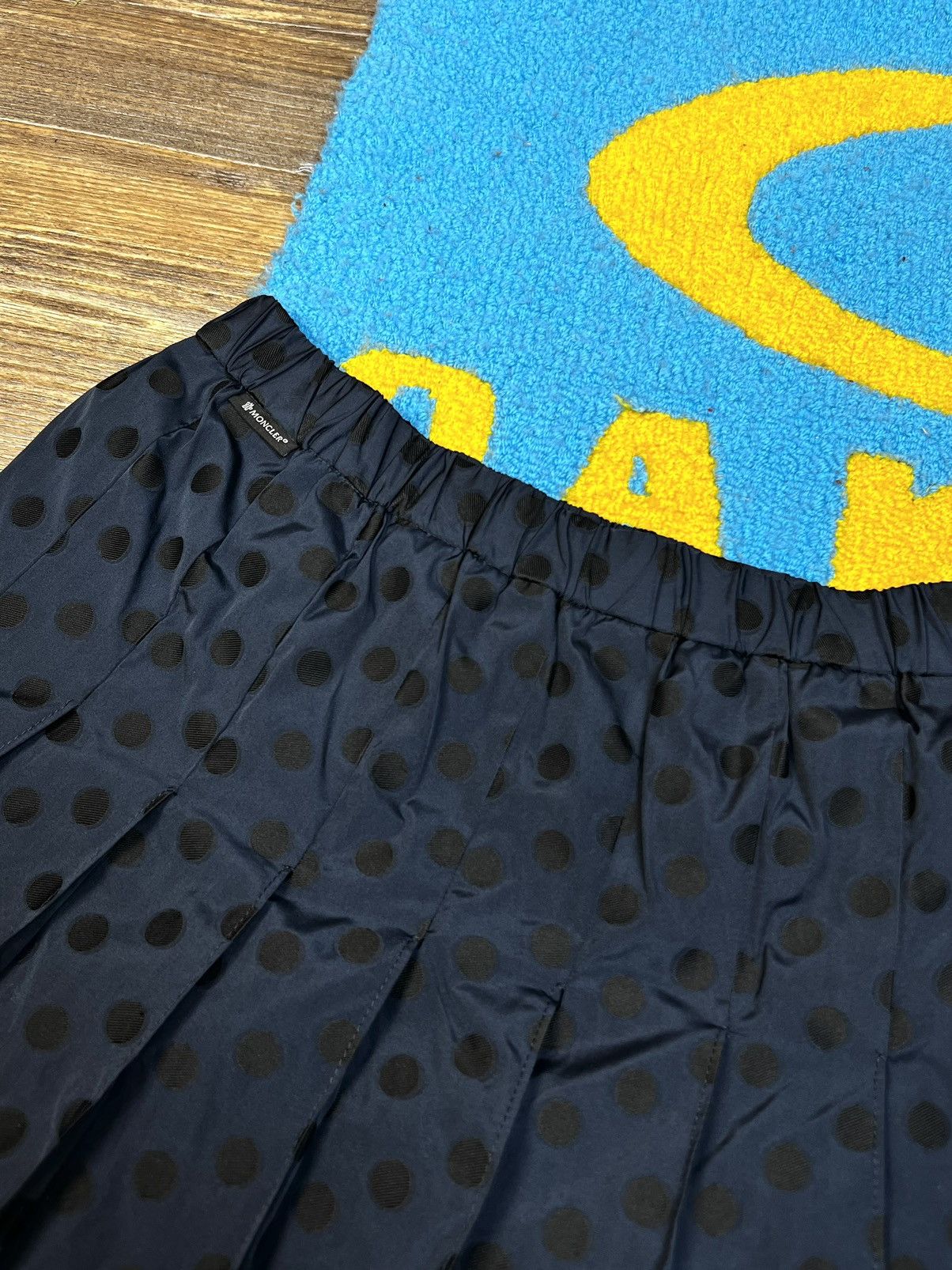 Moncler Blue Polka Dot Pleated Knee Length Skirt size 42