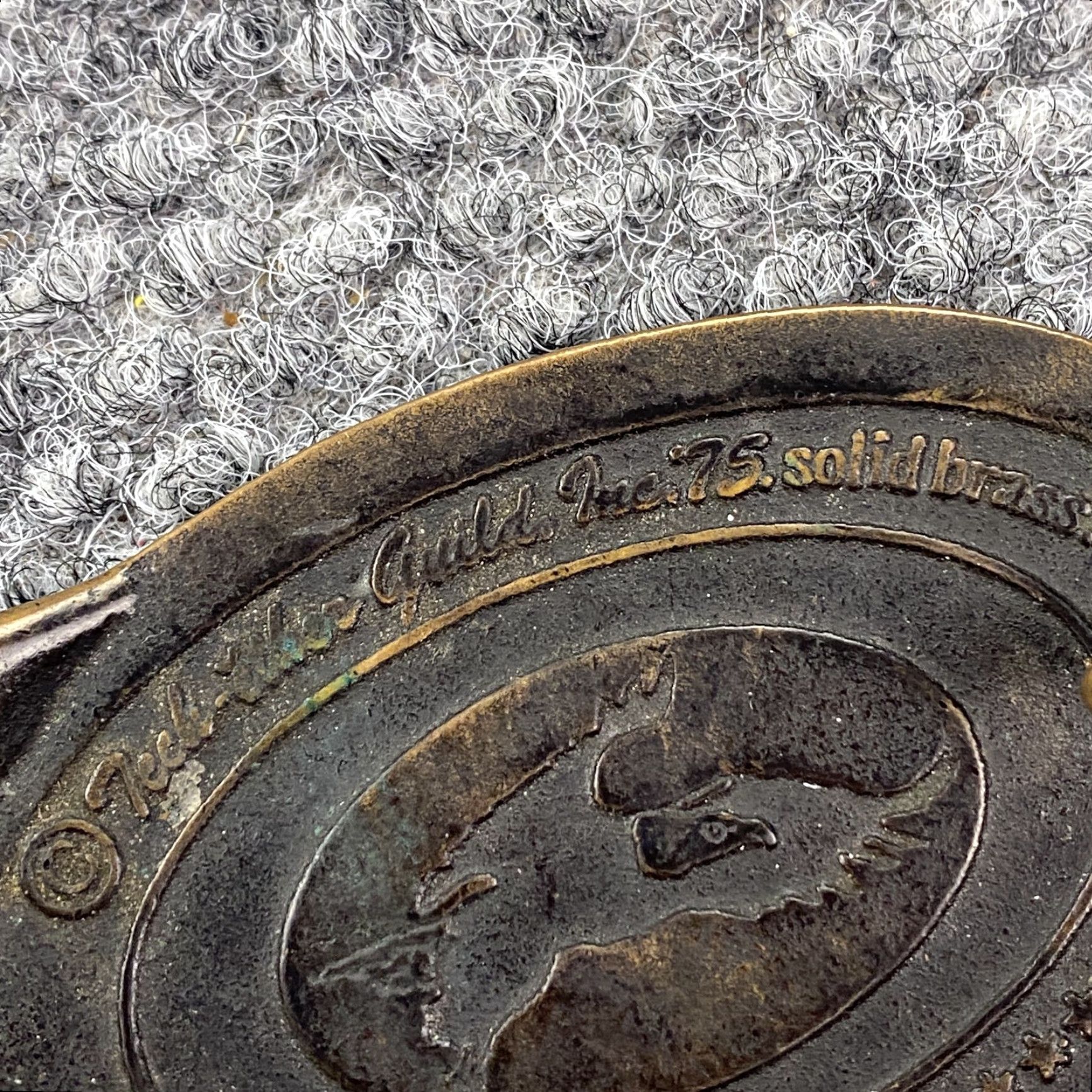Vintage VINTAGE Tech Ether Guild Bald Eagle Belt Buckle Solid Brass USA Patriotic 70s Western Buckle Mens 1.5 in Gold Size ONE SIZE - 7 Thumbnail