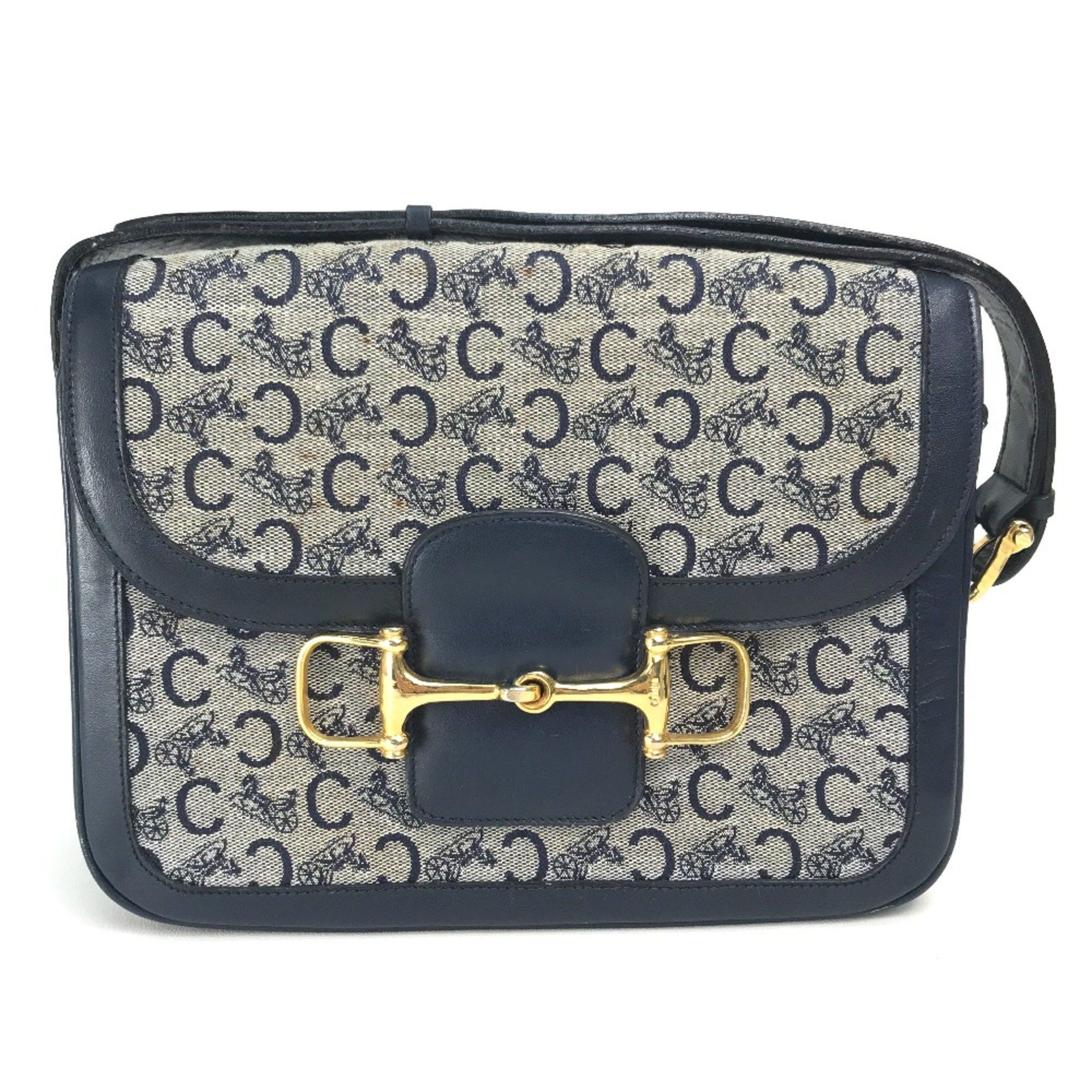 Celine CELINE Old CELINE bag vintage Shoulder Bag Gray x Navy GoldHardware Size ONE SIZE - 1 Thumbnail