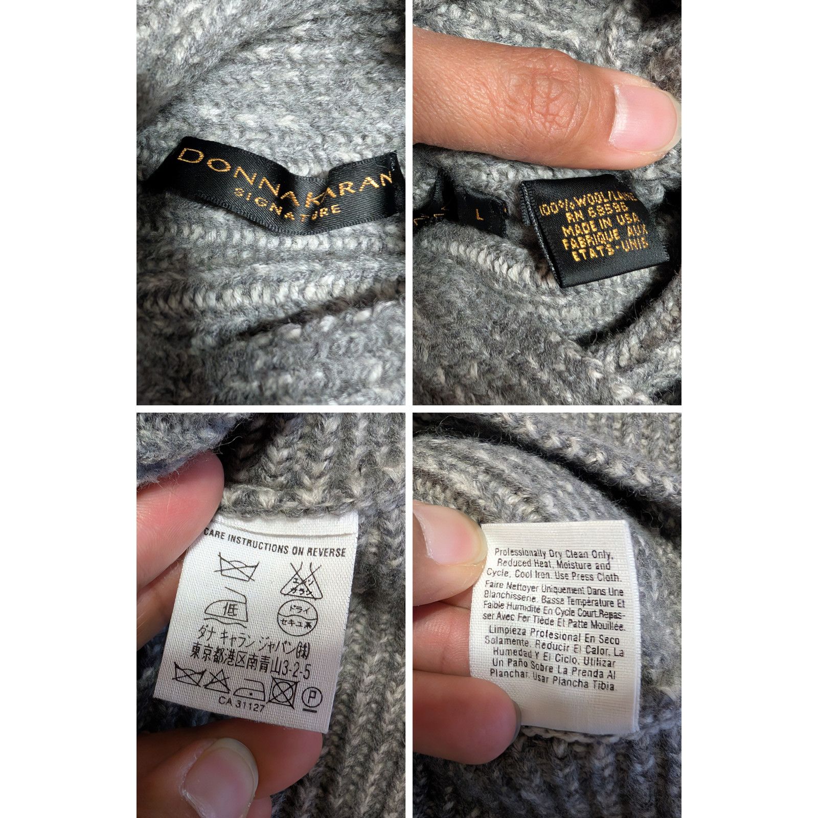 Donna Karan Donna Karan Women's 100% Wool Gray Turtleneck Sweater USED Size L / US 10 / IT 46 - 7 Thumbnail