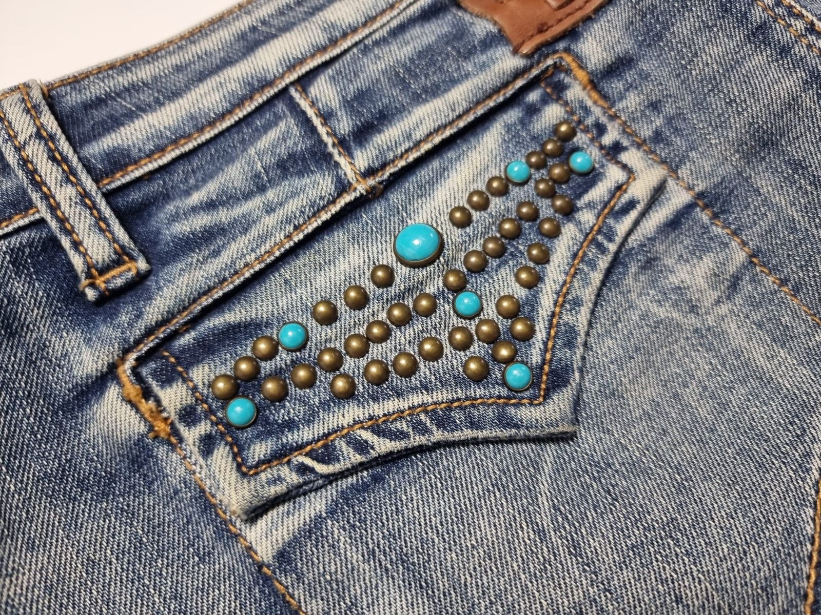 Vintage vintage Phard Glowing jeans leather skirt L country womens Size 29" - 6 Thumbnail